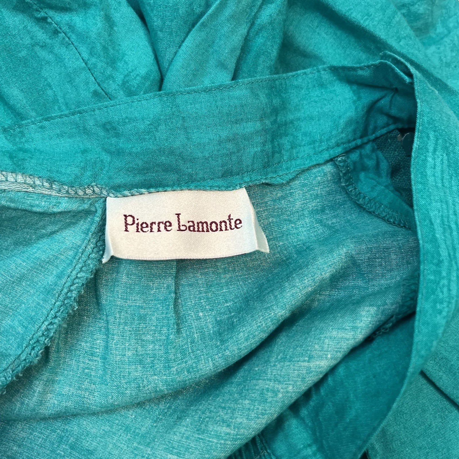 Vintage Pierre Lamonte Teal Rayon Wide Leg Pants Size M 29 Waist