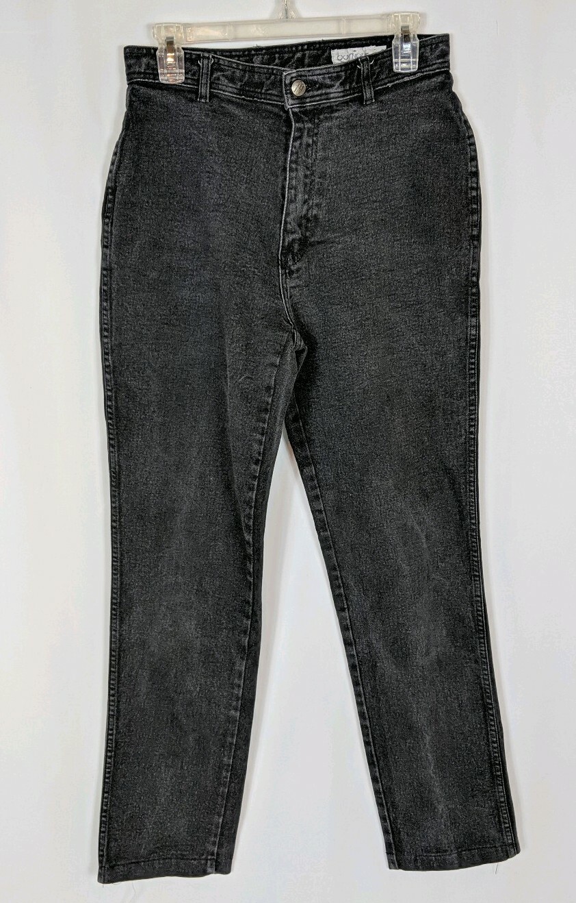 Bonjour Vintage Retro High Waisted Black Denim Jeans 90s Mom Straight Leg Sz 16