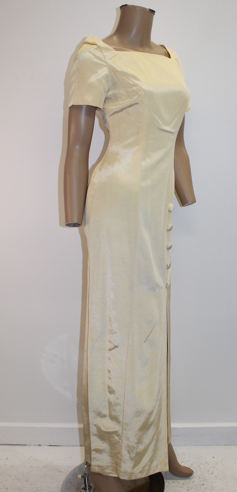 Unbranded Vintage 90’s Yellow SS Formal Sheath Fit Gown Dress Size 8