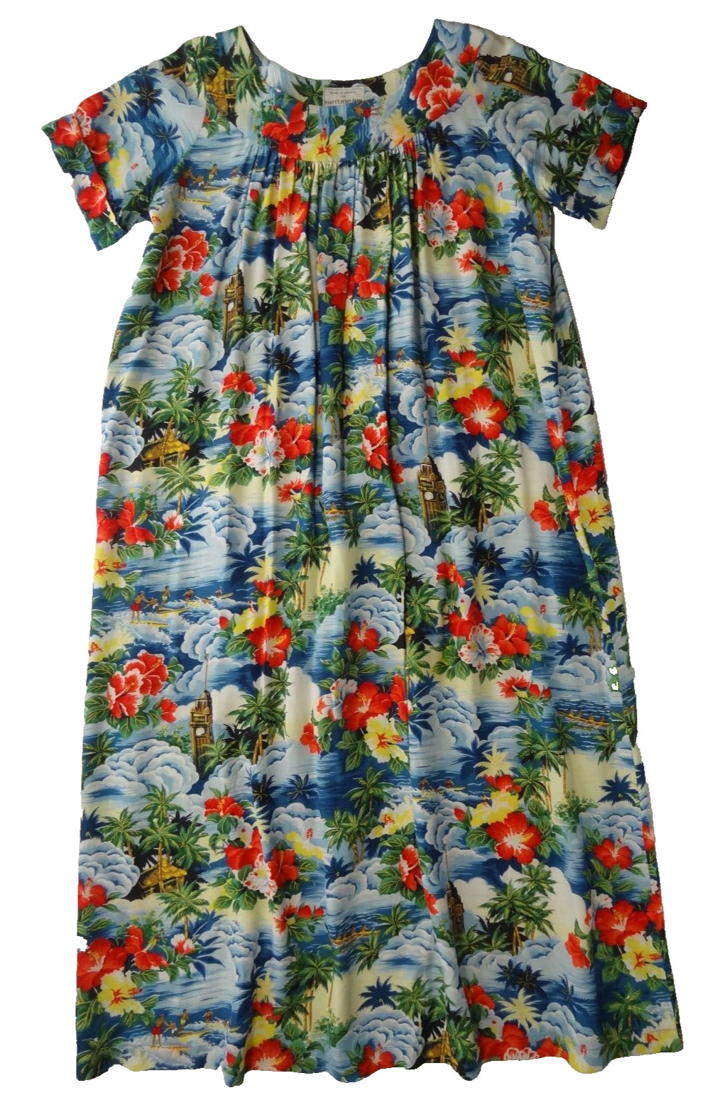 Knotts Berry Farm 20″ x 45″ VTG Hawaiian Dress Floral Island Made in Hawaii