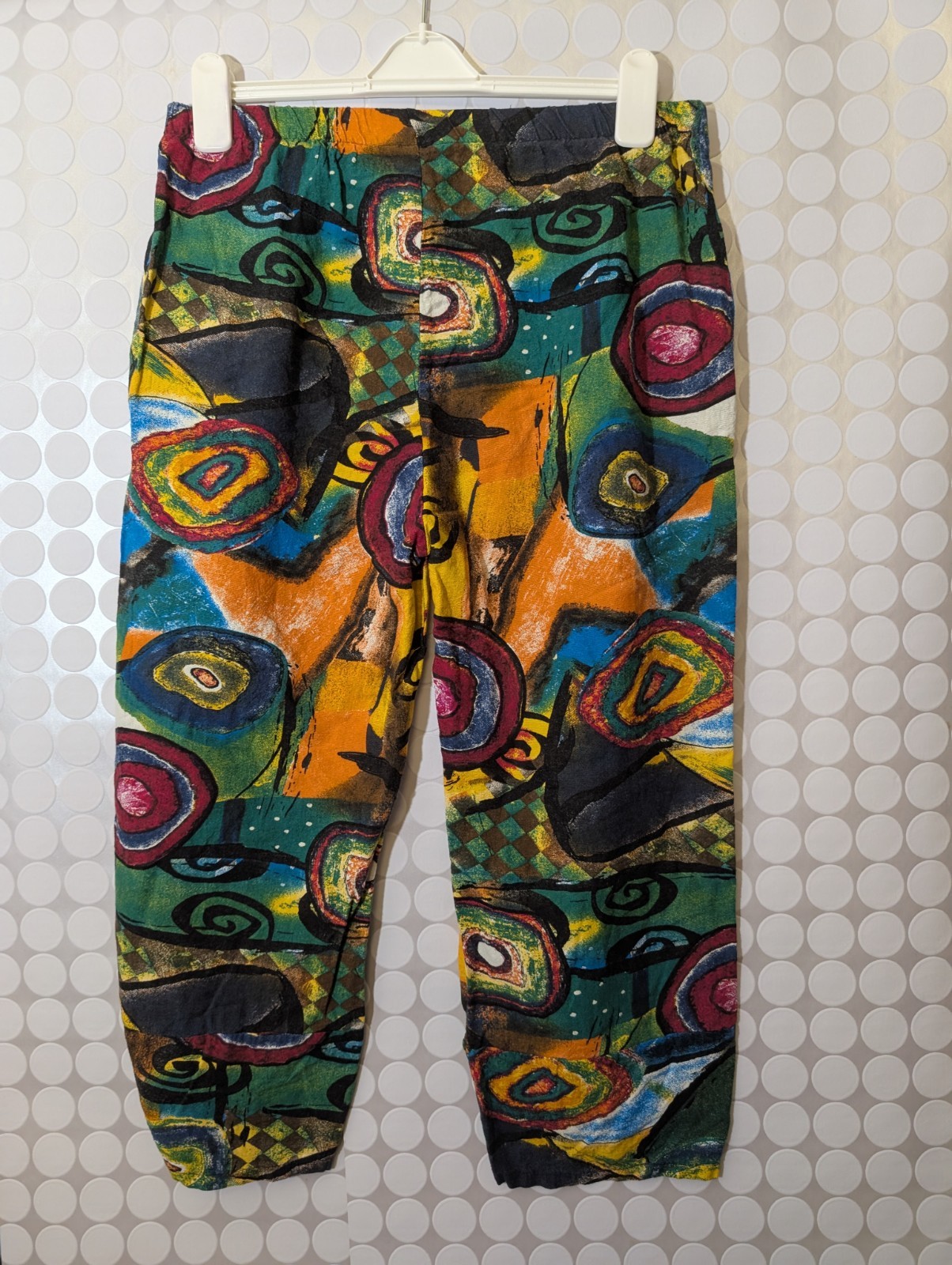 Vtg 80s 90s Abstract Art Pants Harem Slouchy Multicolor Tulip Cuff Geometric…