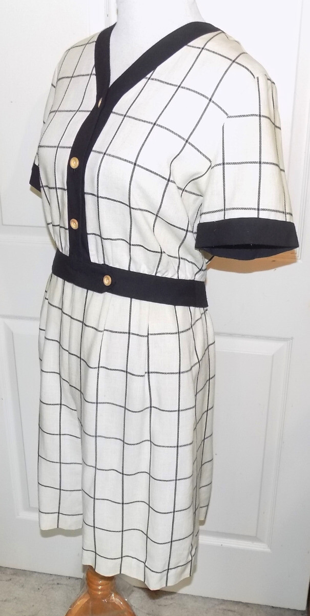 80s California Design Petite Dorothy Samuel Tan Black Skort Rayon Flax Set 6 B40