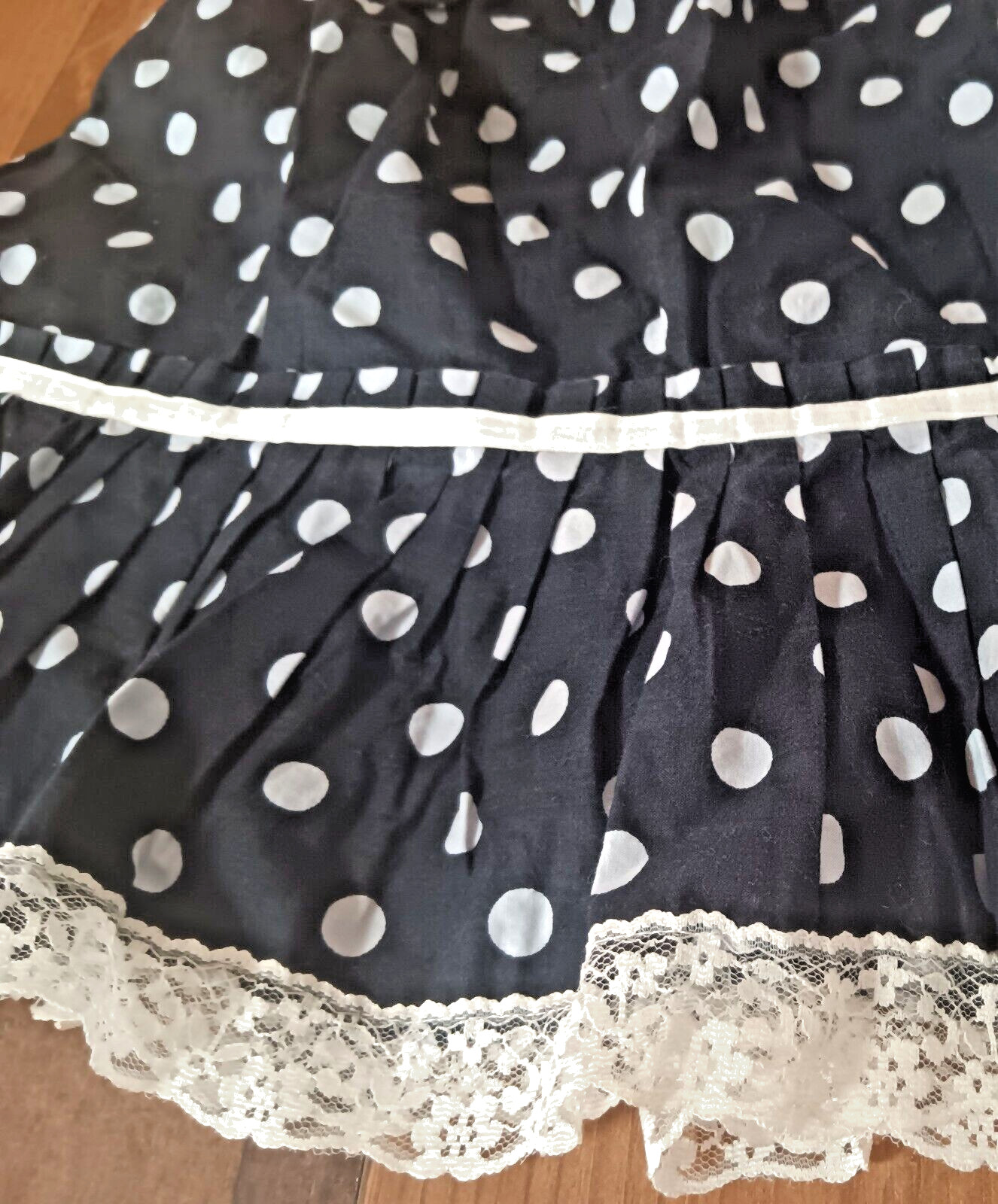 Original Vintage Ladies Rockabilly Skirt Black With White Dots