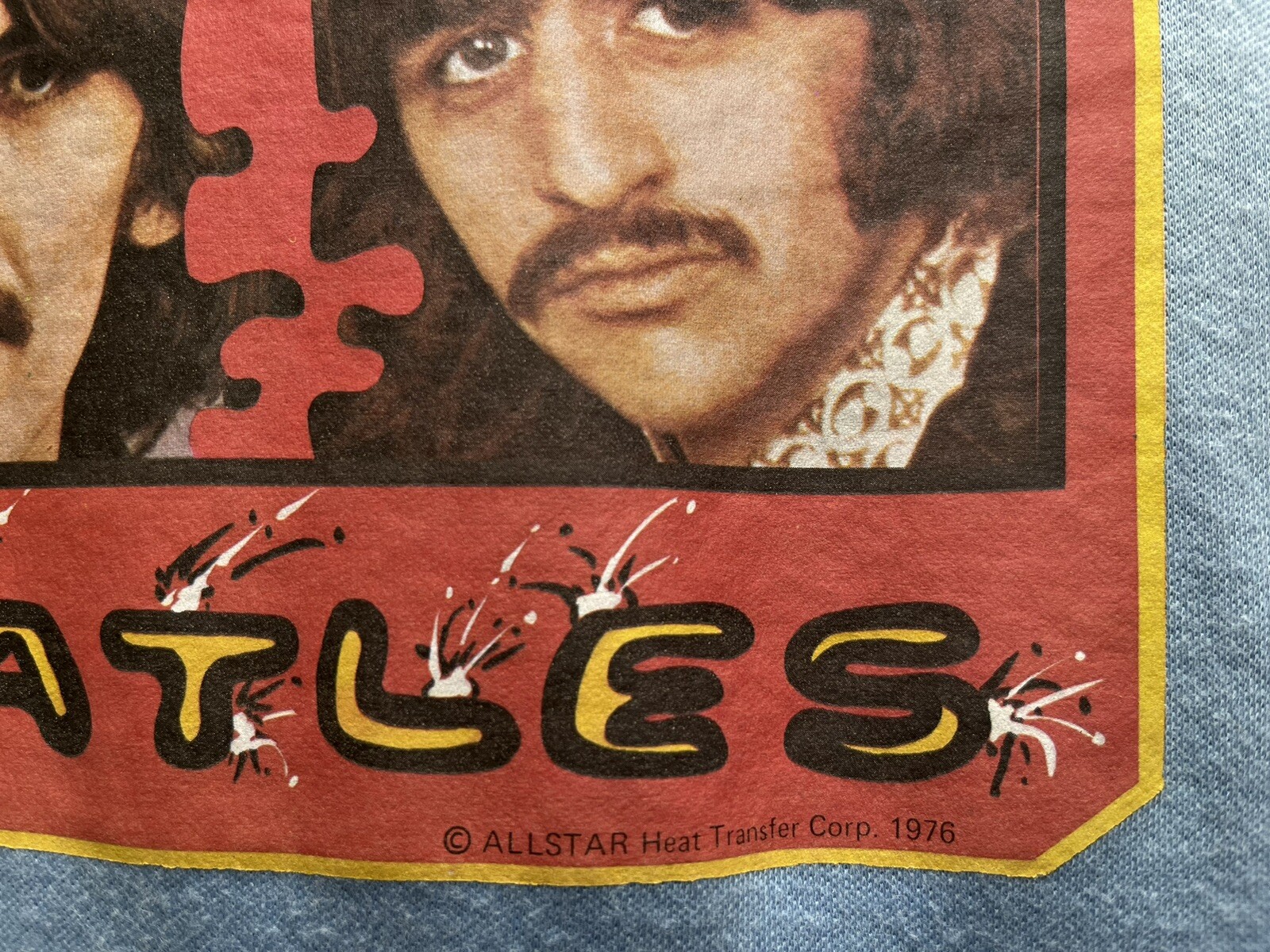 VTG BEATLES Reunite 1976 Tee T shirt Top Women Blue French tee Size Small