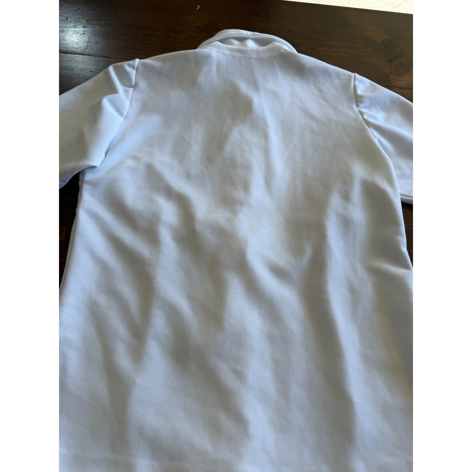 Vintage 70s White Dagger Collar Button Down Shirt Short Sleeve Polyester Blouse