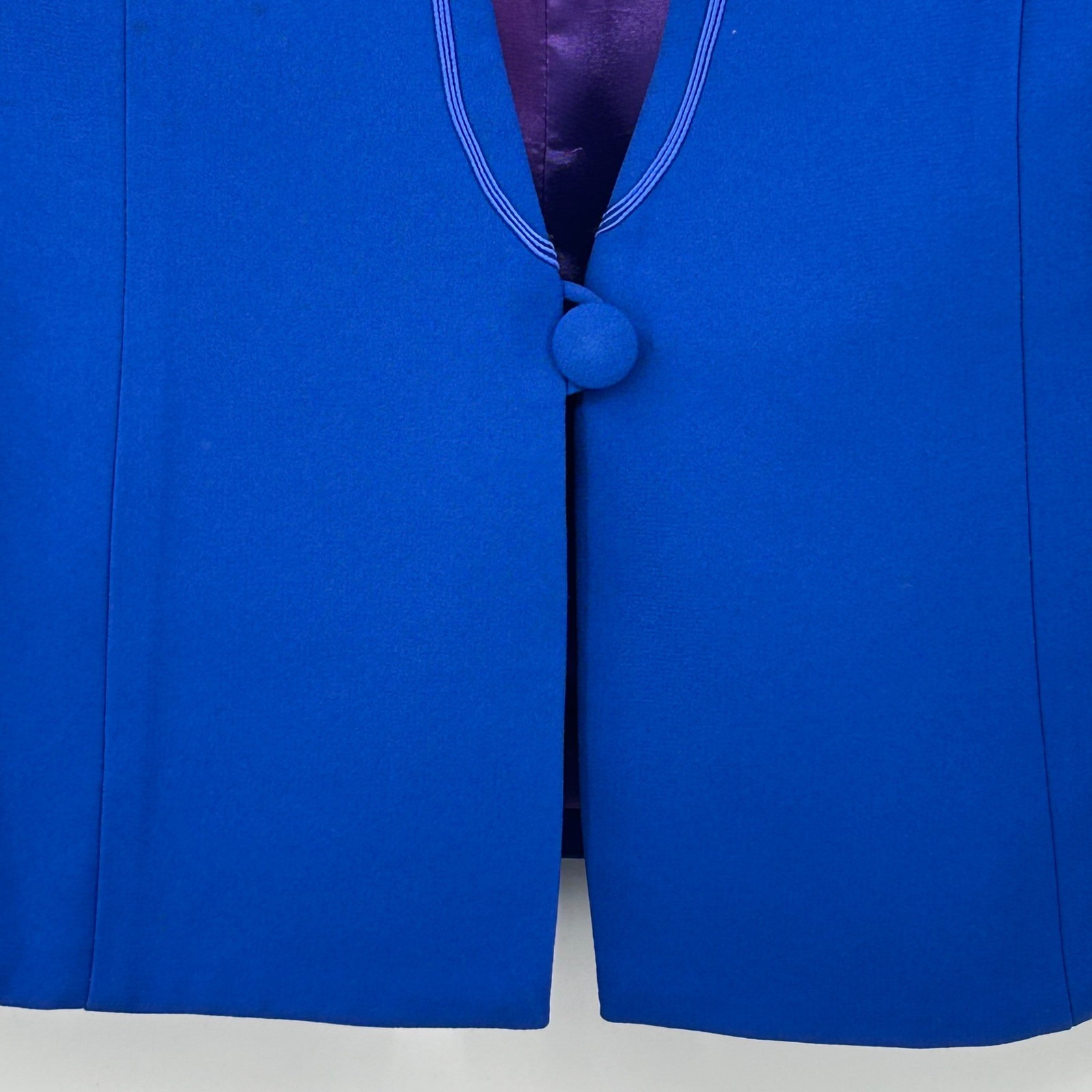 Womens Vintage 90s 3pc Skirt Suit Set Cobalt Blue Embroidered Karen Miller 14