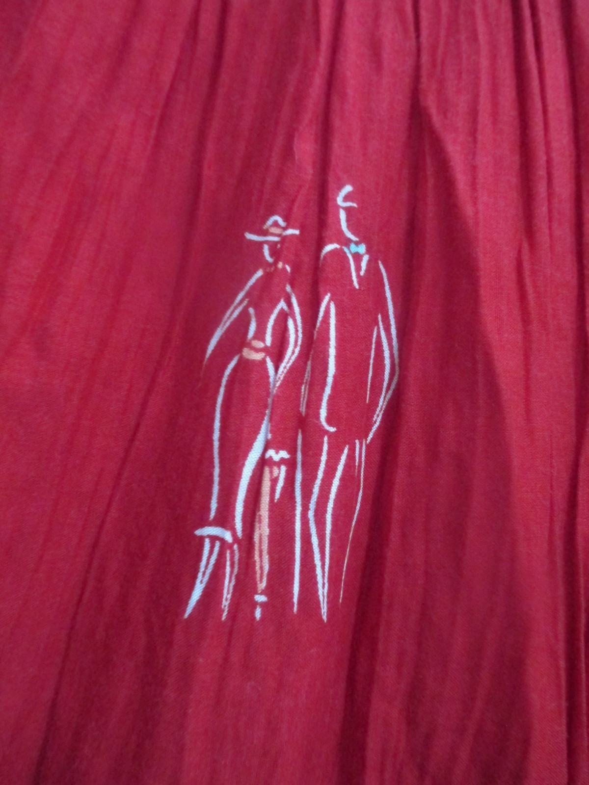 VINTAGE STONEBRIDGE / USA 🌸 1X==CRINKLED RED PRINT / PULL ON / MAXI SKIRT