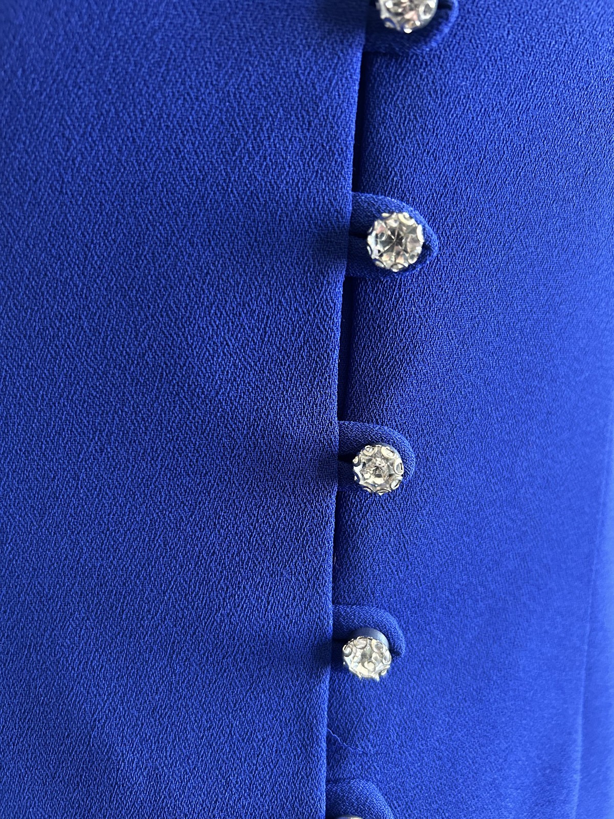 Vintage 1990s CDC Petite Blue Button Up Strappy Midi Wiggle Dress Sweetheart 6P