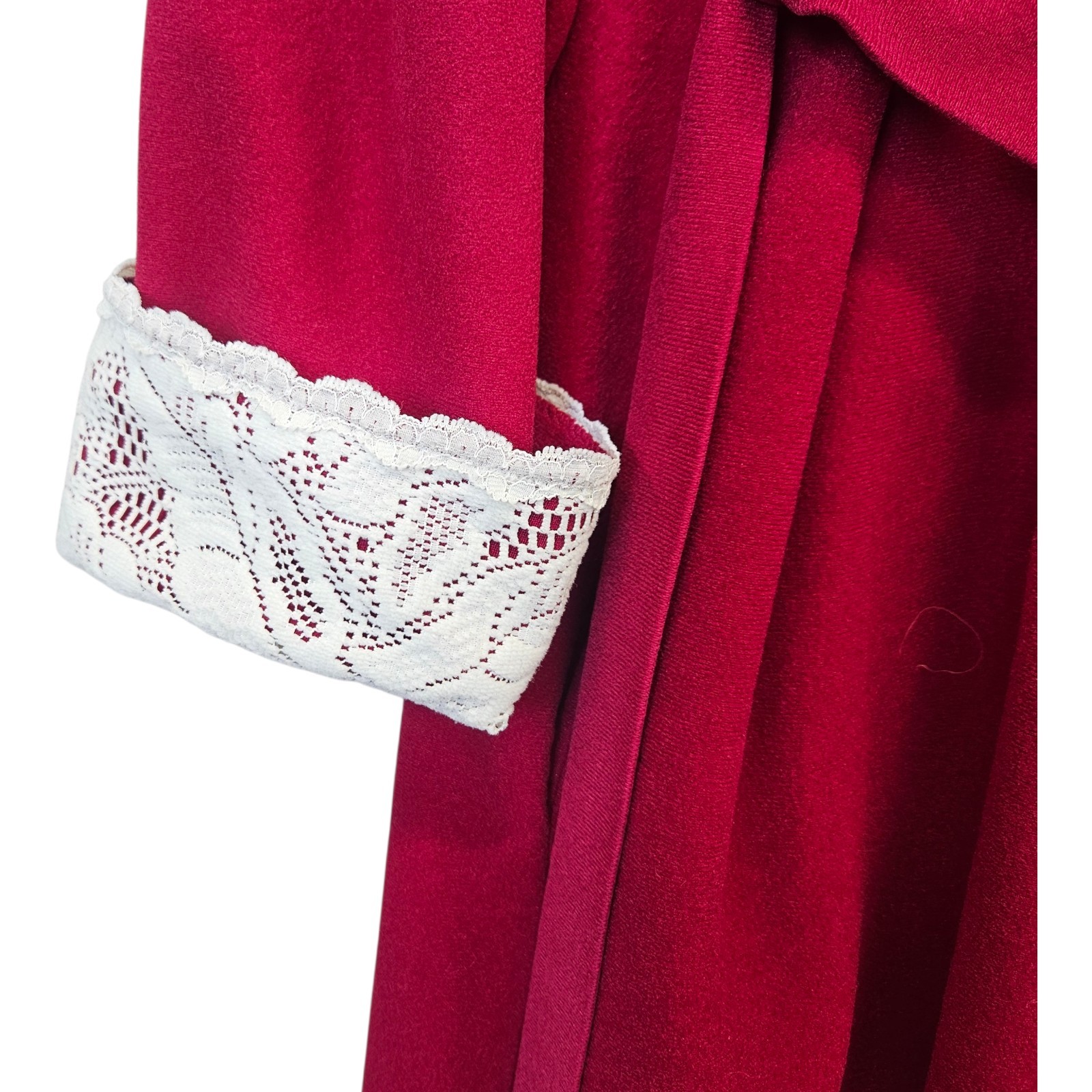 VTG Vanity Fair Red Lace Hostess Robe Women’s M USA Old Hollywood Lingere 70s