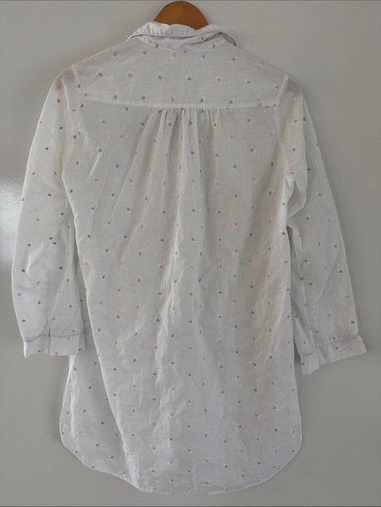 Vintage Brandywine Nightgown Womens Large Embroidered Floral Cotton White