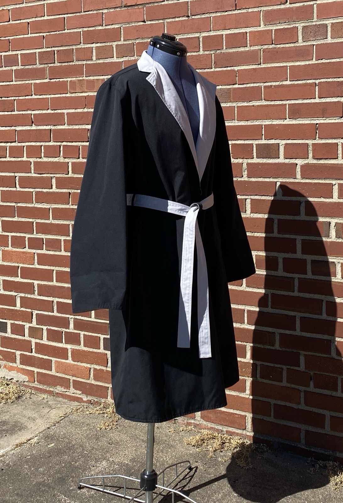 Vintage 80s Ladies Trench Coat Black And Light Grey Reversible By Townhouse Sz L