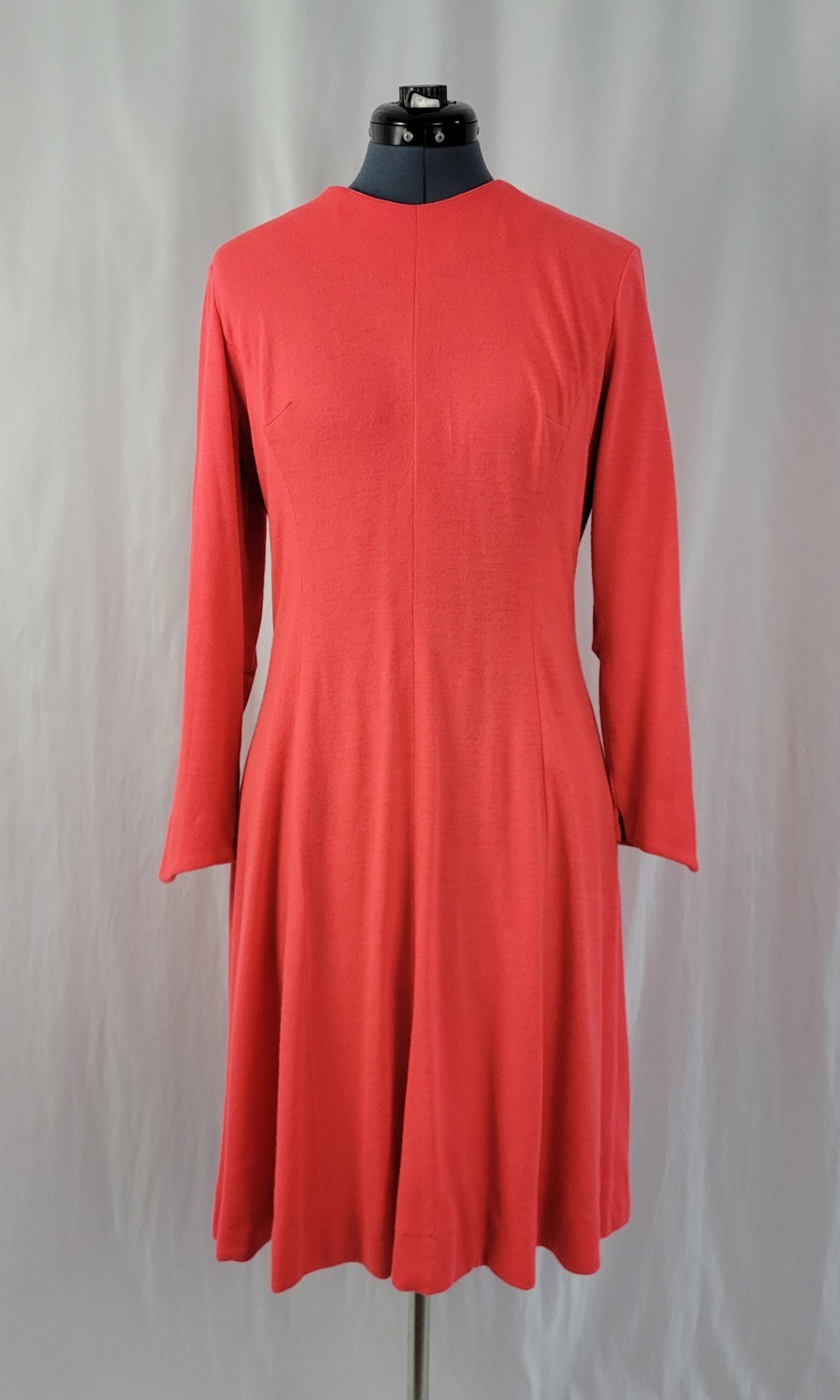 Vintage Lady Carol Coral Knit Princess Seamed Dress w Lining Size MED?