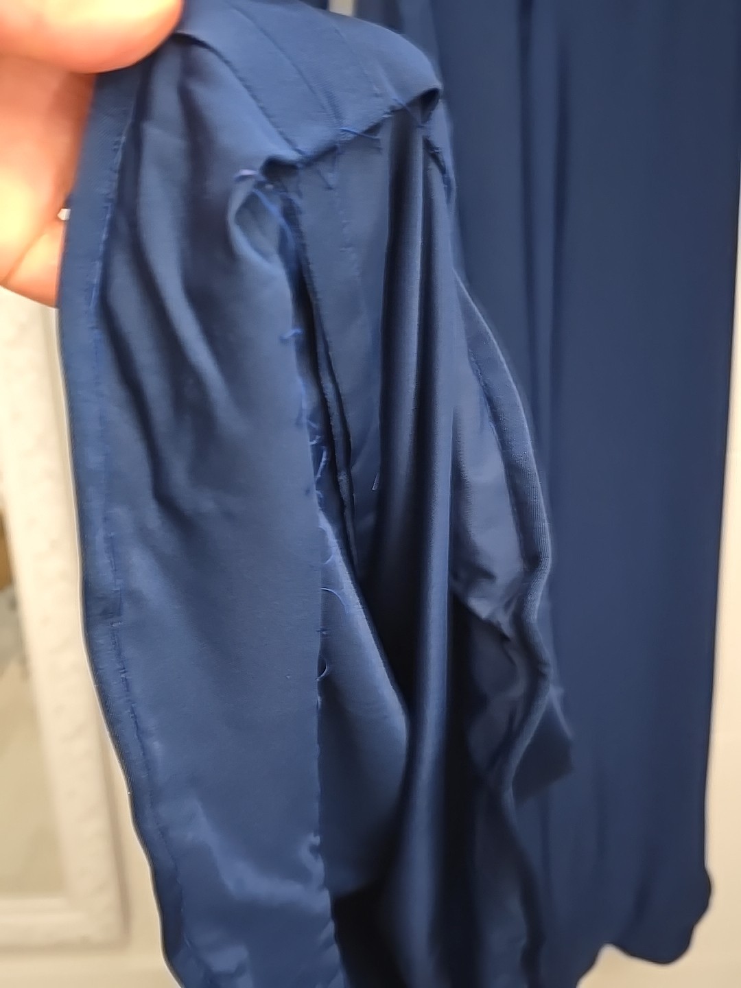 Vintage Robert-David Morton Navy Blue Jersey Gown | Keyhole Neck Maxi Dress 70s