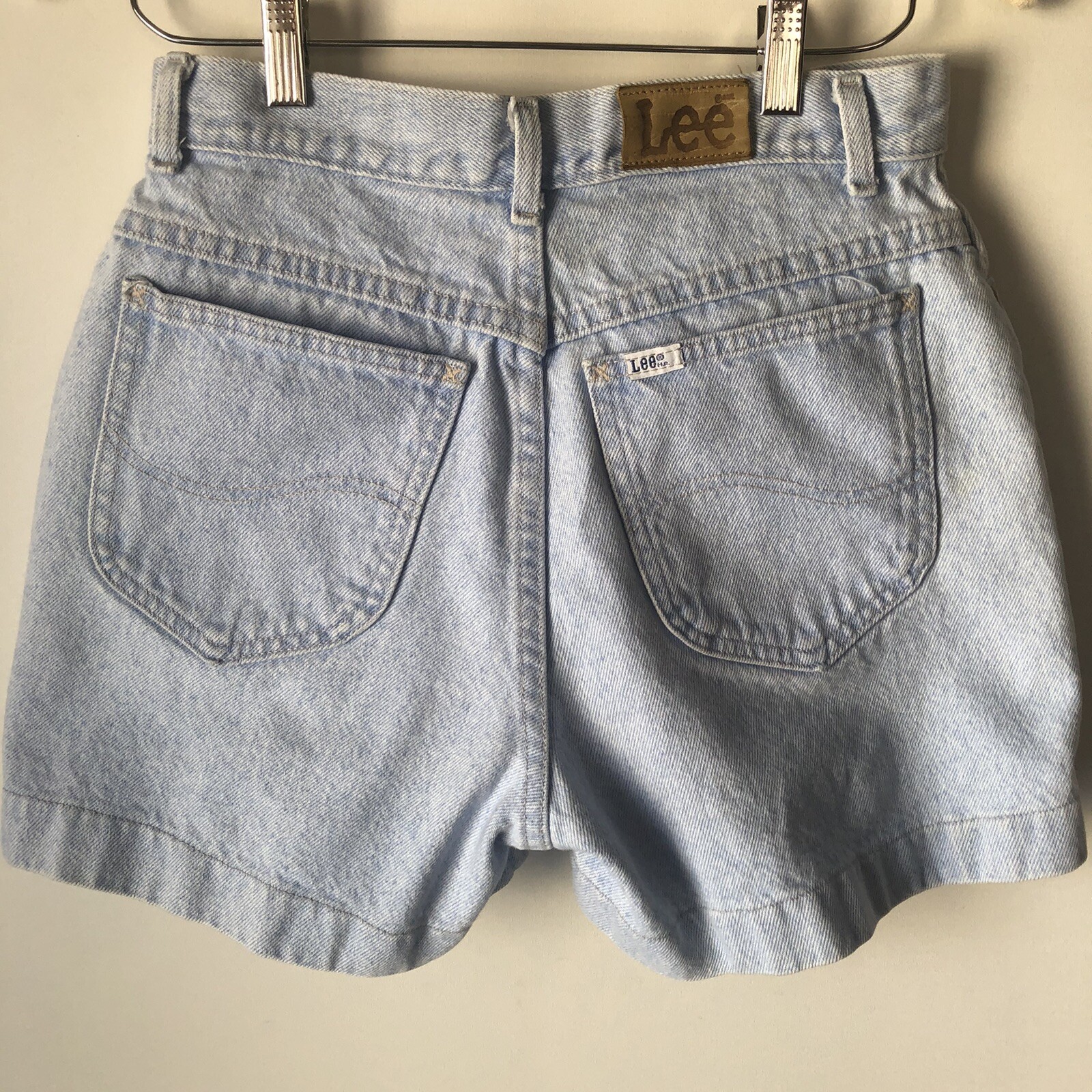 VTG Y2K Lee High Rise Denim Jean Shorts Light Wash Size 9 27.5″ Waist Union Made
