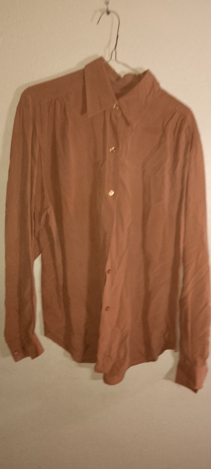 Vtg,FAGI Women’s LG,Refined Silk, Button Down Long Sleeve, Terracotta,Old Money