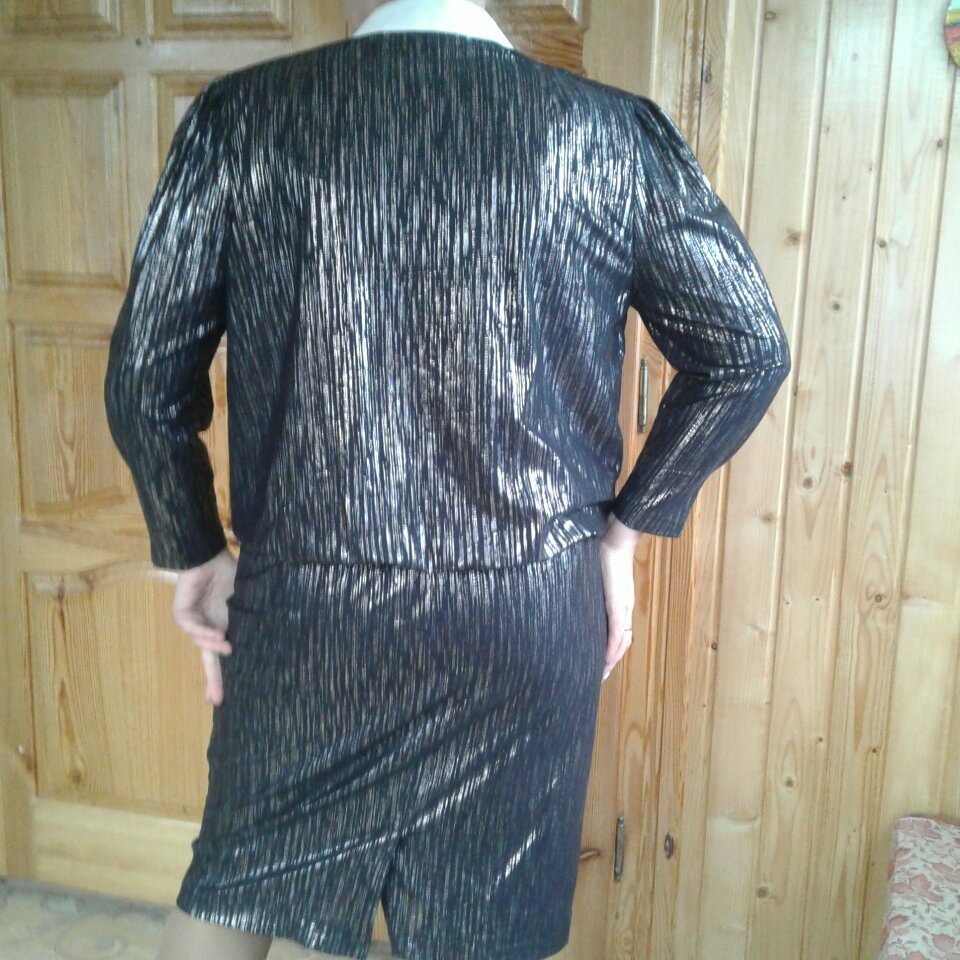 80s Vintage dresses for women Black Sparkle Cocktail lurex Summer dress Large L