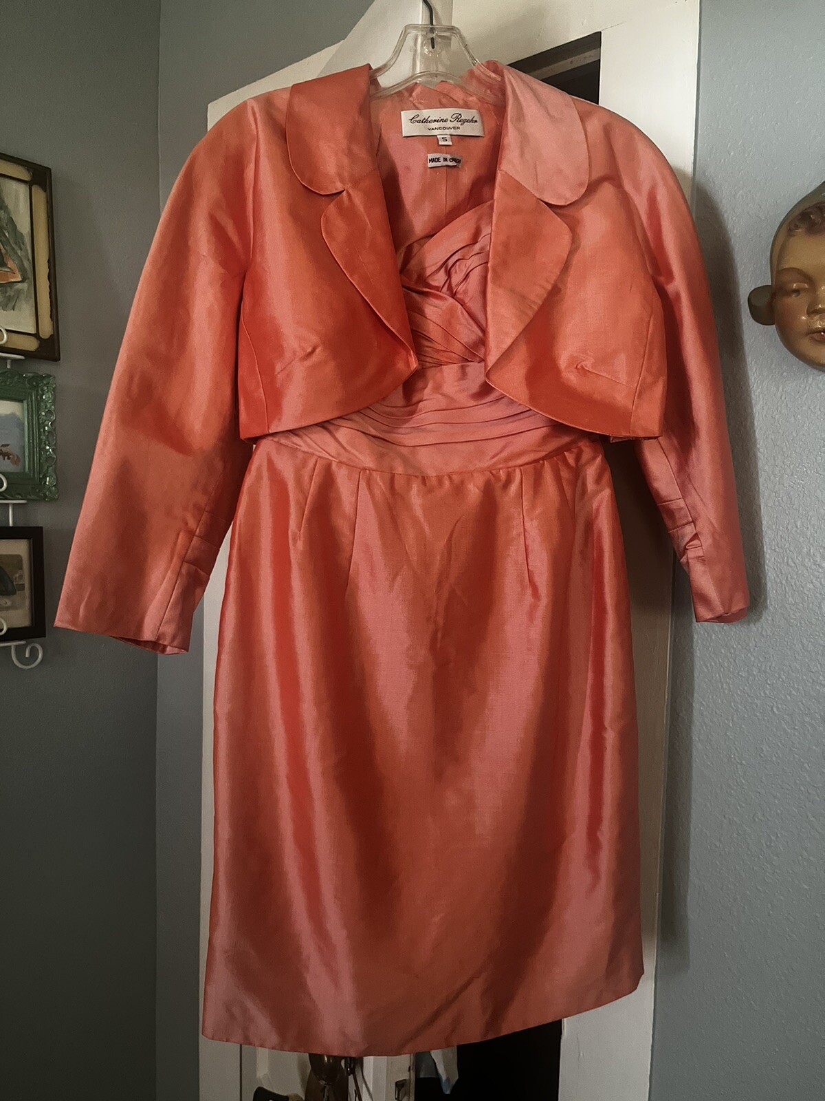 Vintage Catherine Regehr 2 Piece Silk Strapless Dress With Jacket