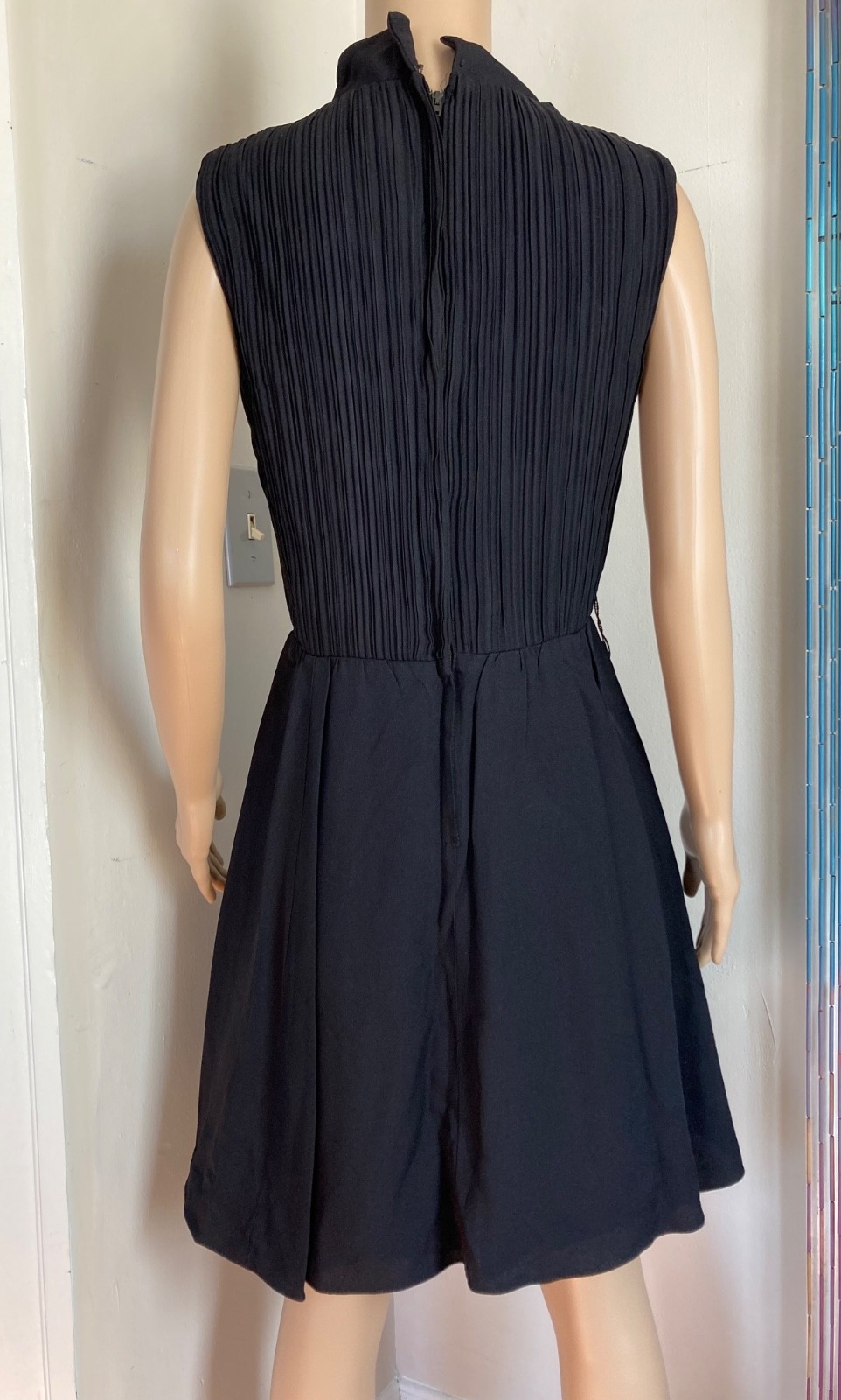 Vintage 60s Mod GoGo Cocktail Party Black Pleated Mini Dress Size Small/XS