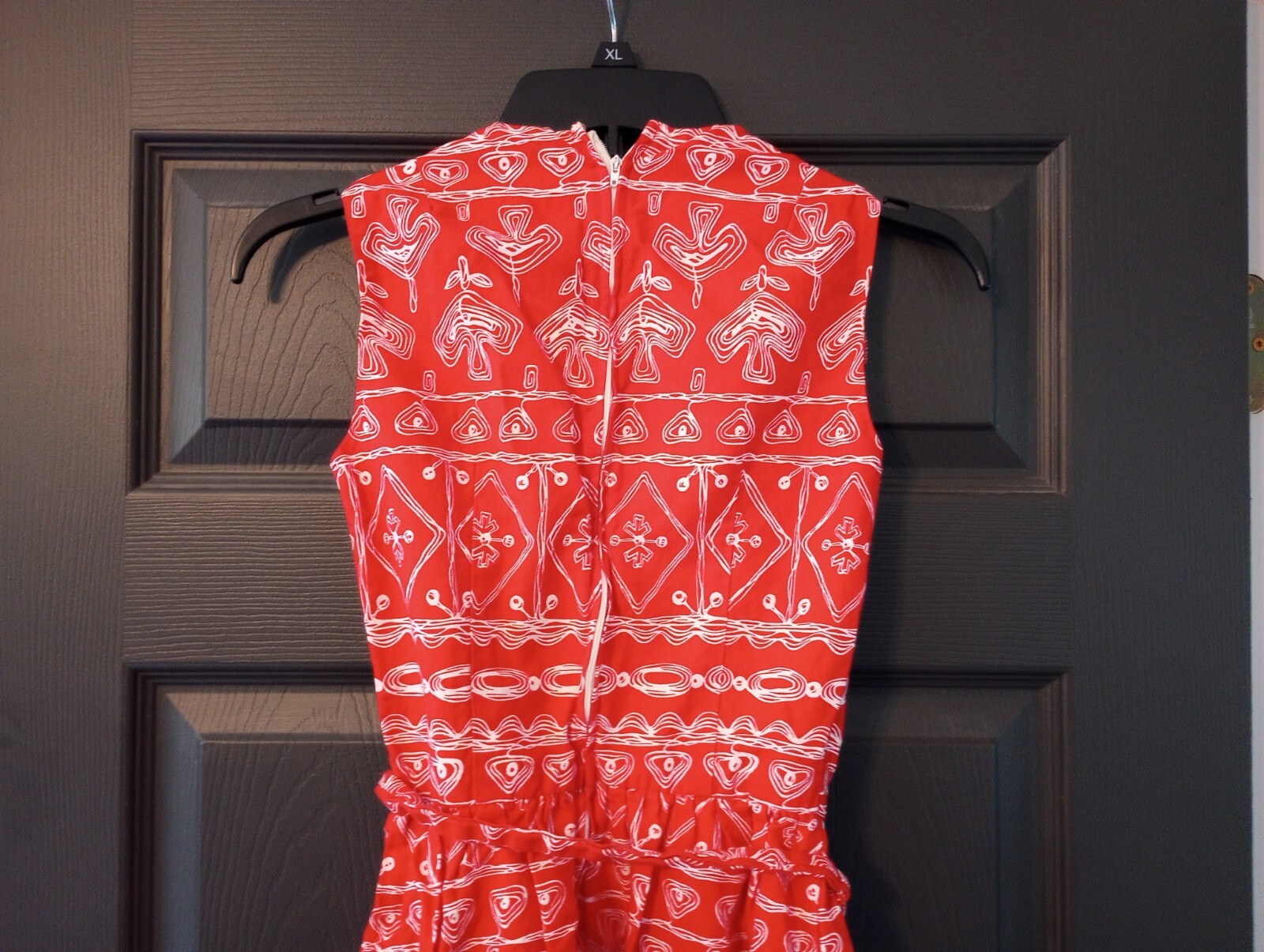 VTG 70s Mod Mini Party Dress Lanz Originals Red White Retro Mushroom With Wrap
