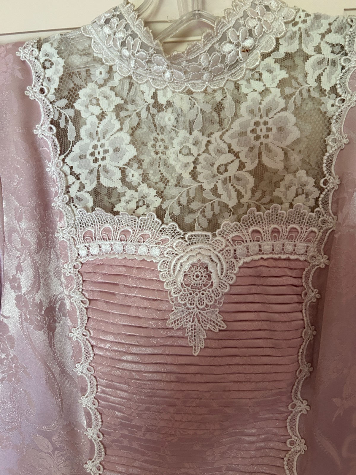 Scott McClintock pink cream brocade lace peplum bow midi dress bridal