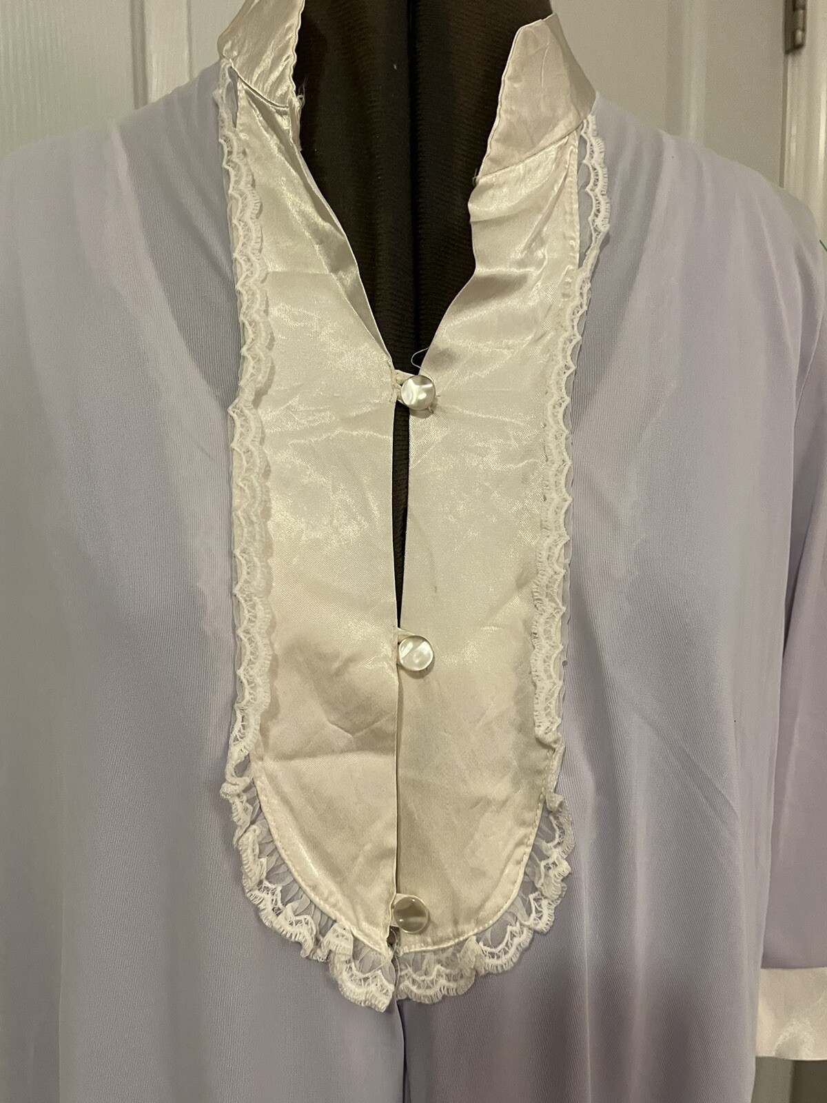 VINTAGE SET 2-PIECE NYLON PEIGNOIR NIGHT GOWN & ROBE PALE PURPLE MEDIUM