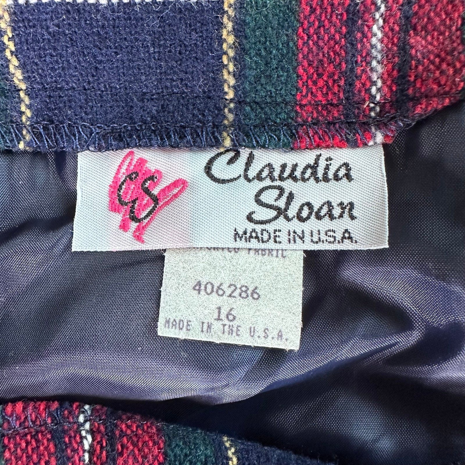 Vintage Tartan Plaid Wool Blend Dark Academia Pencil Skirt Navy Red Green Preppy