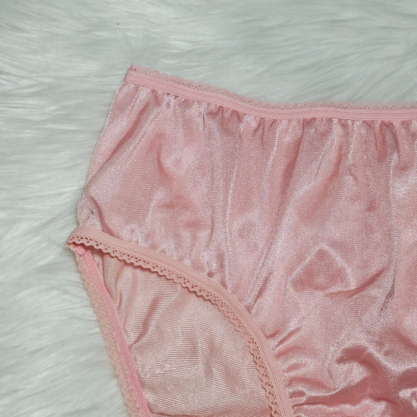 Vintage Silky Peach Panty 100% Nylon Sissy Sheer Brief Size 6-7 Hip 35-39″