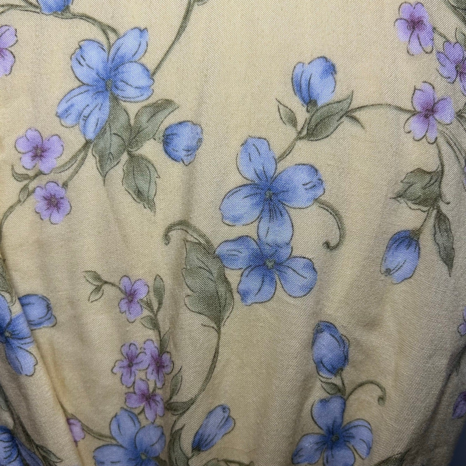 VTG 90s Erika Collection Yellow Floral Maxi Shirt Dress M Cottage Grandma Grunge