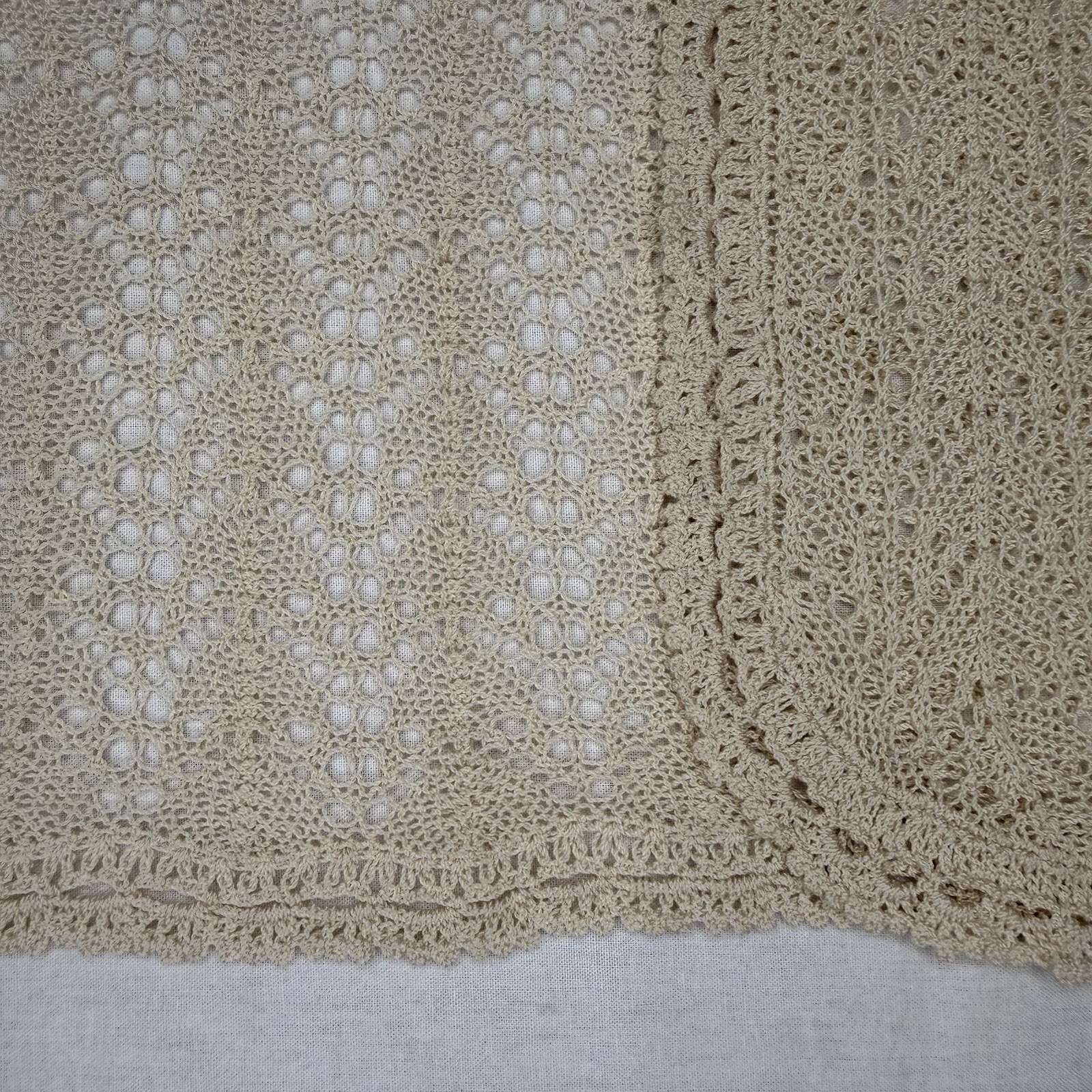 Vintage Handmade Crochet Cardigan Cream Cottagecore Fairycore Lace Top