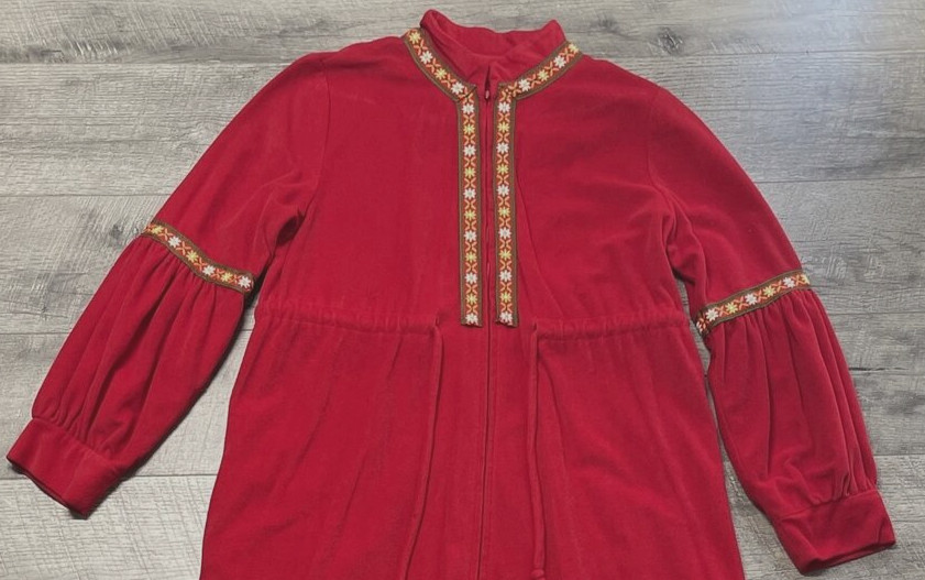 Vintage Lounge Craft Nightgown Housecoat Womens Medium Zip Pocket Long Robe USA