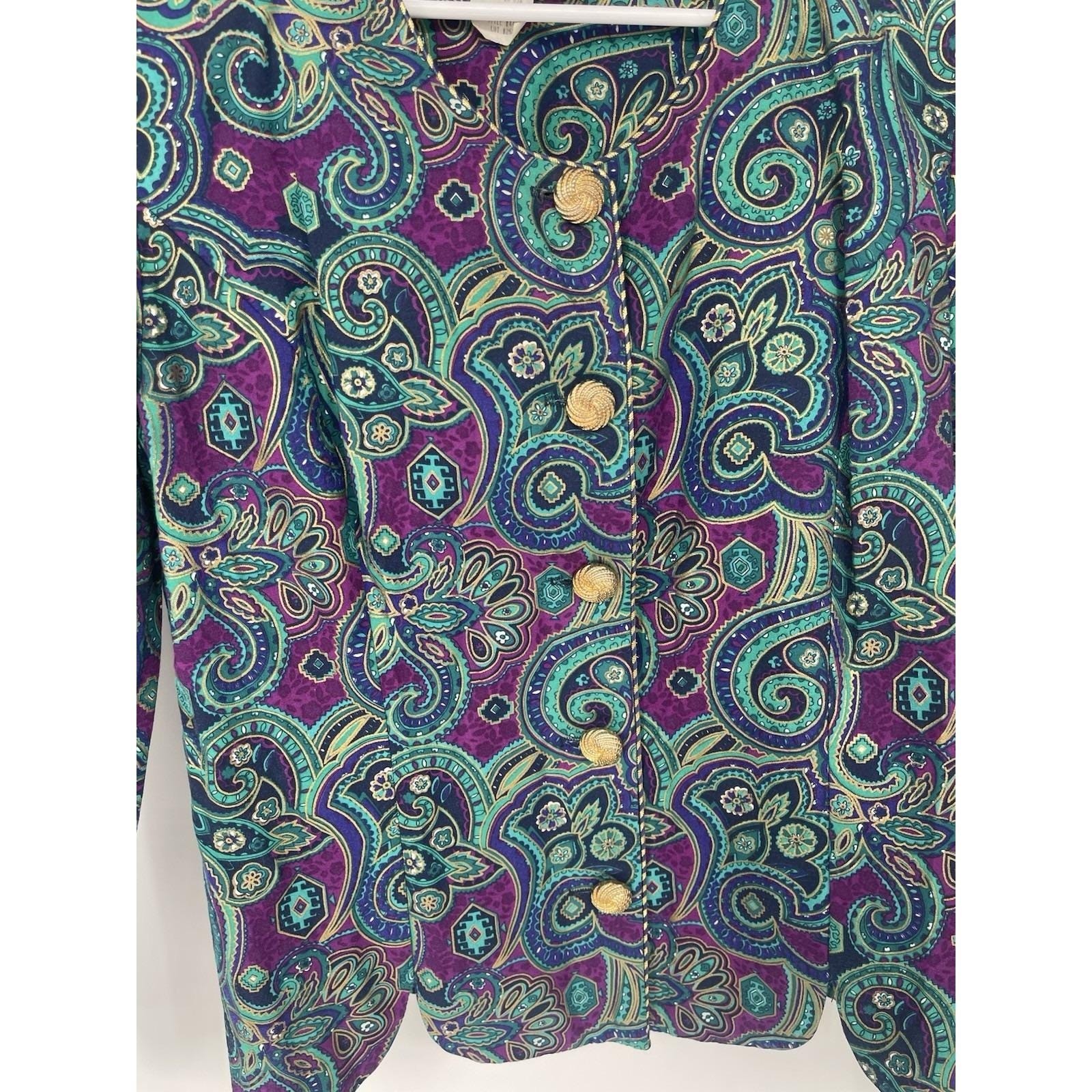 vtg just in thyme ltd womens size 6 floral jacket rayon blend Shoulder Pads