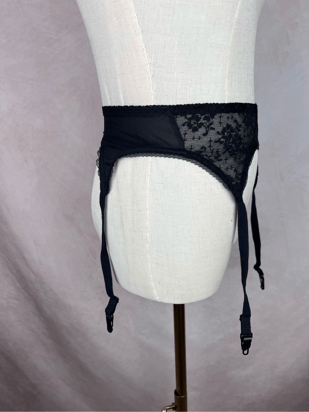 Vintage Black Lace Garter Belt Small XS 1990s Pinup