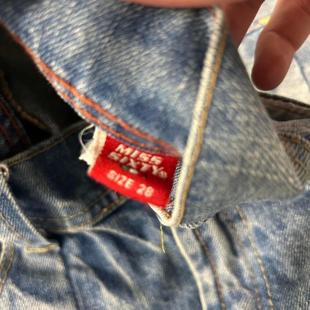 Crazy Miss Sixty Vintage Y2K Sand Washed Low Rise Flared Tommy Jeans (Size 28)