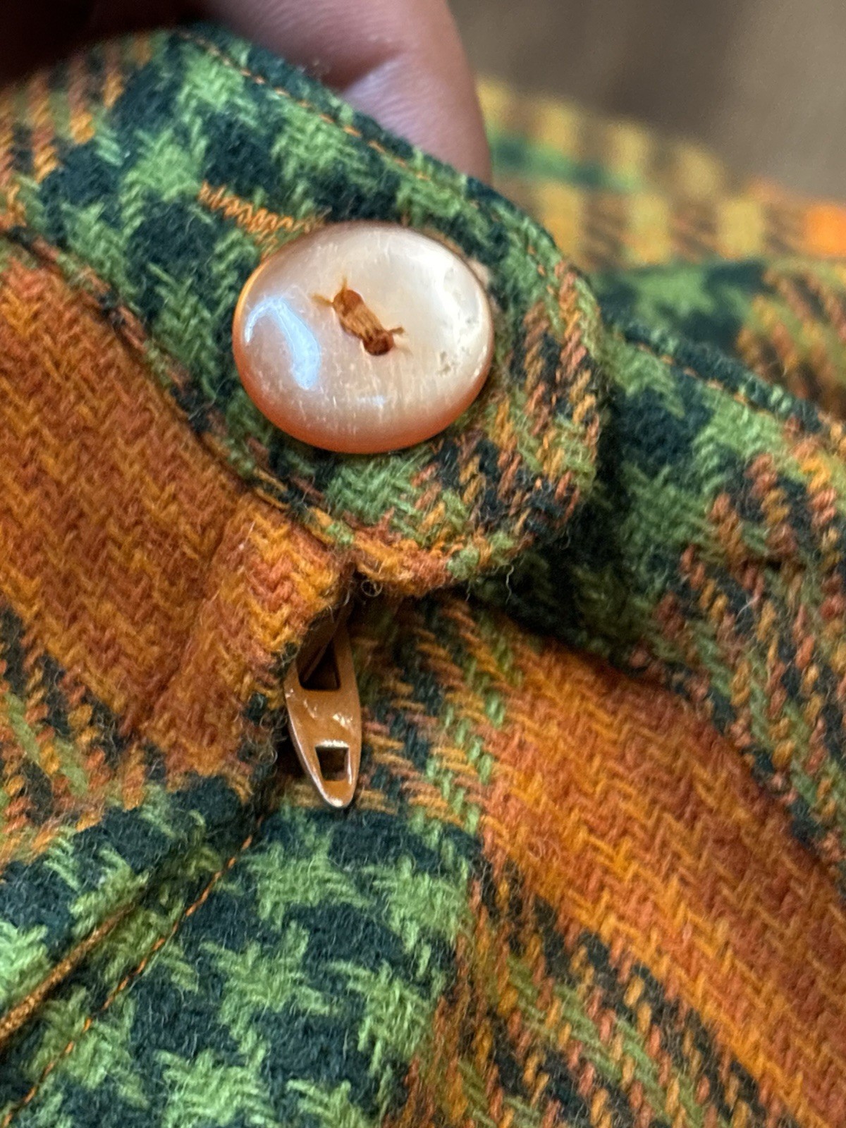 Vtg Dutchmaid Plaid Wool Skirt Women’s 30 Orange 60s Mod Hippie Mini Retro
