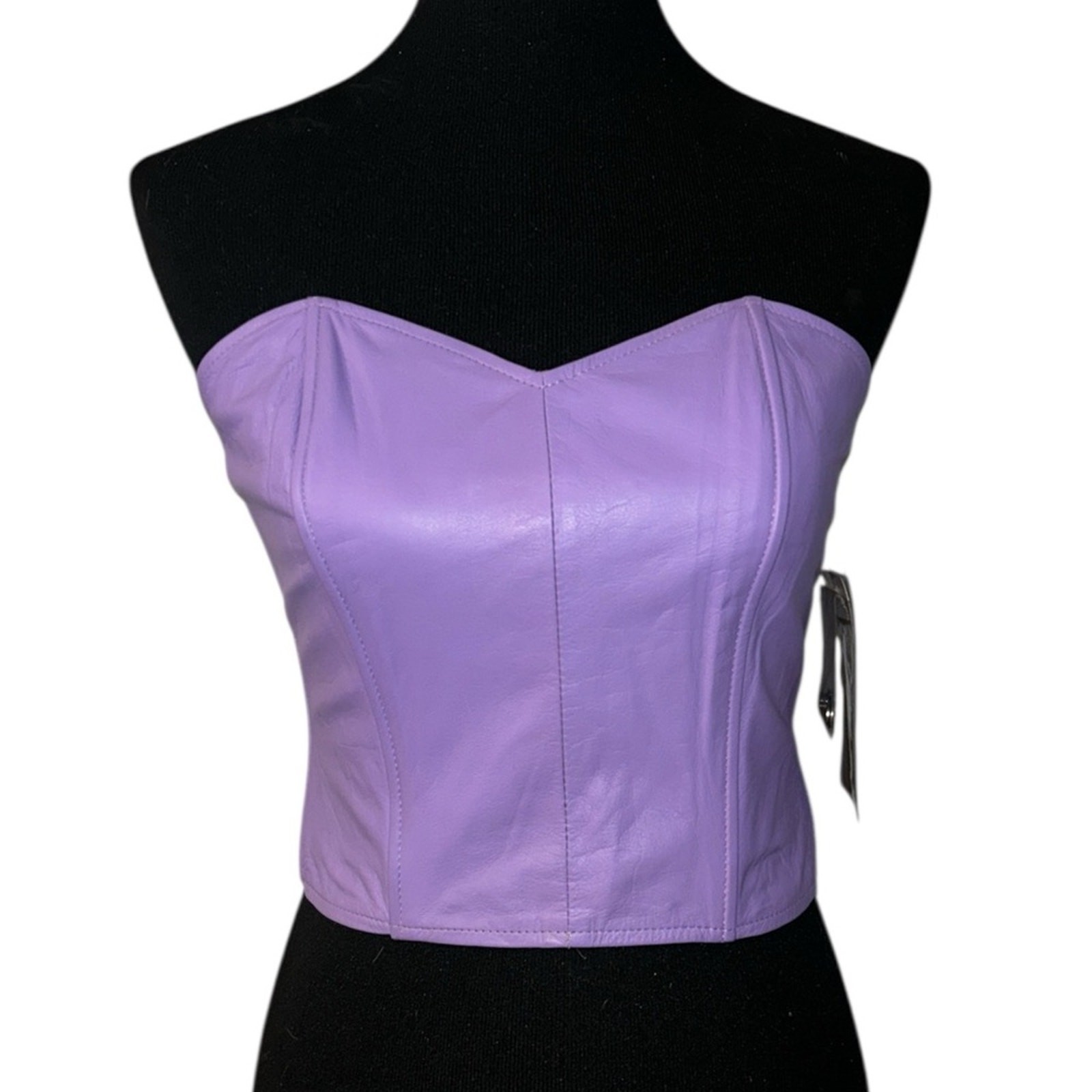 Vintage leather Lavender Strapless cropped top NWT size medium