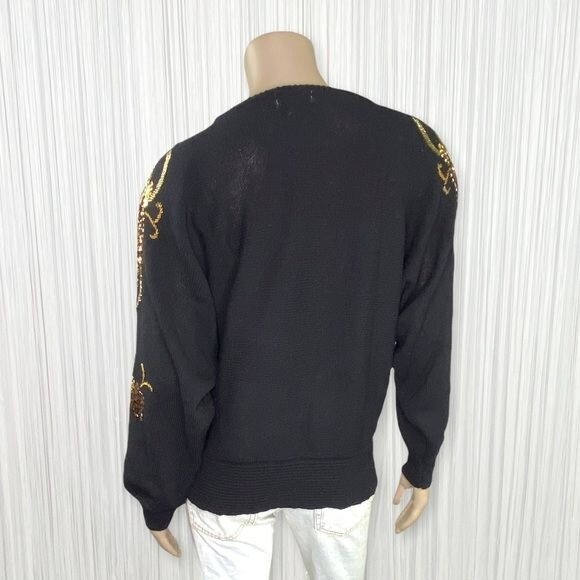 Vintage 90s JAYMEE PAPELL Large Black Knit Sweater