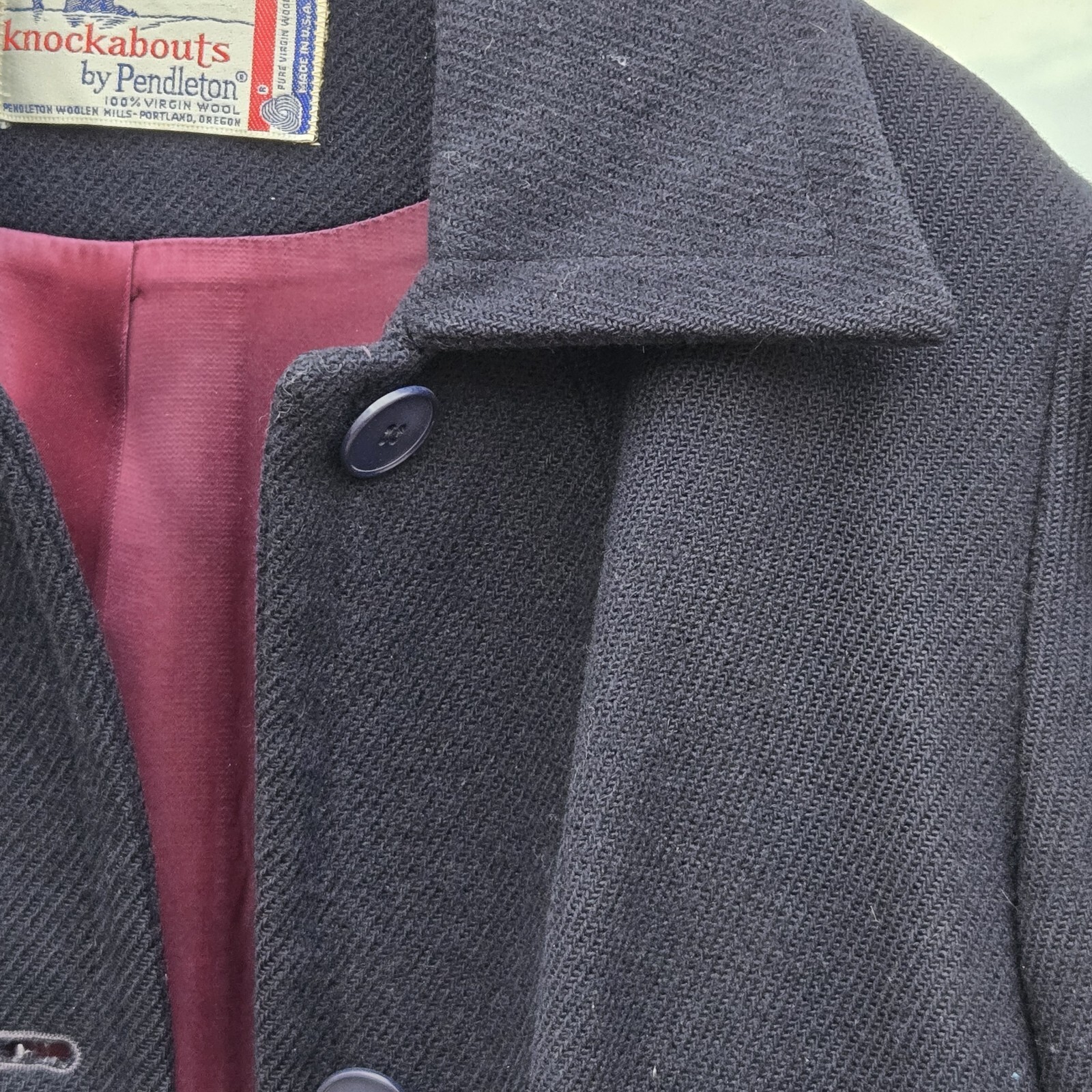 Vintage Pendleton Wool Coat Womens Navy Blue Minimalist Classic USA Made Jacket