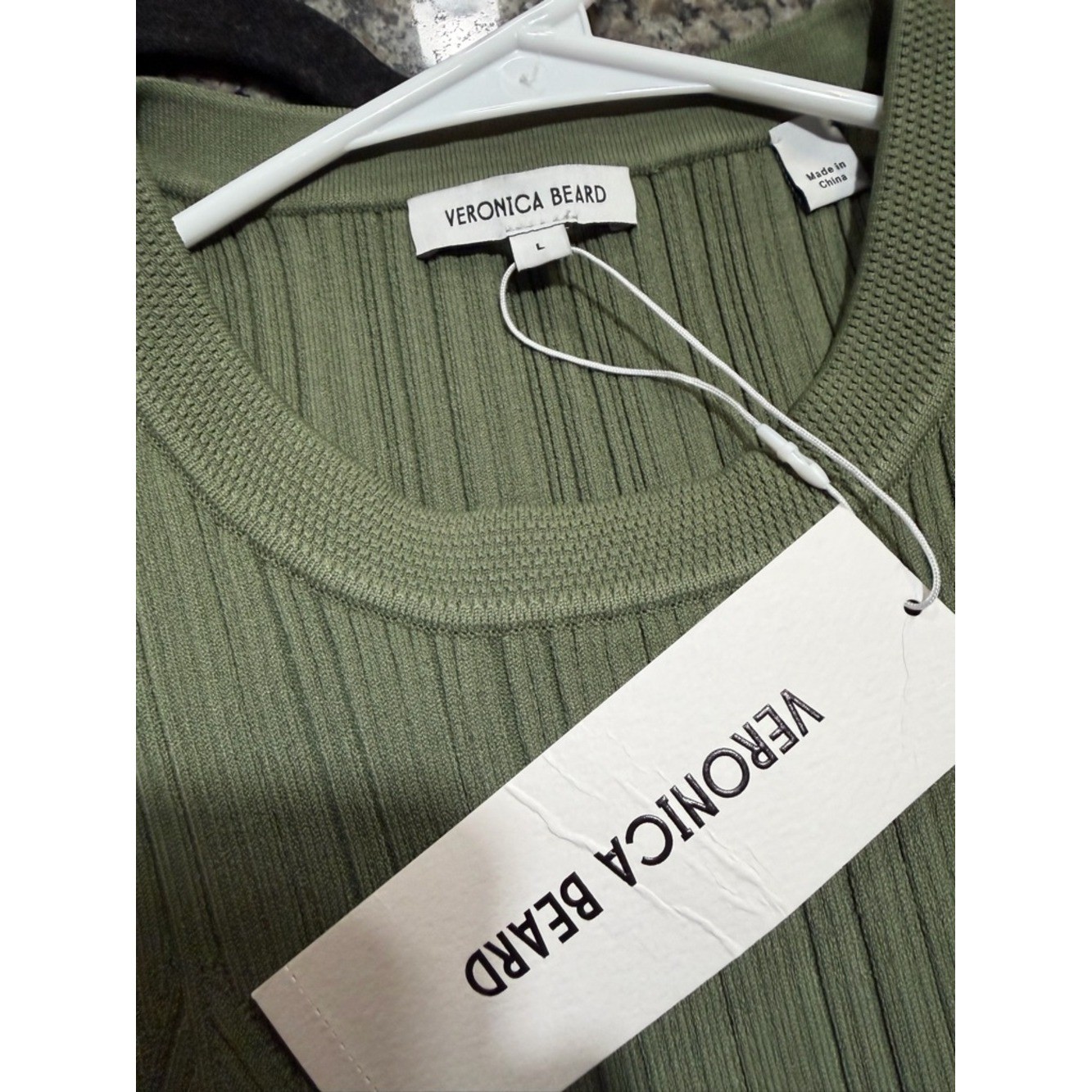 Veronica Beard Semma Ribbed Knit Sleeveless Sweater Tunic Green Large NWT