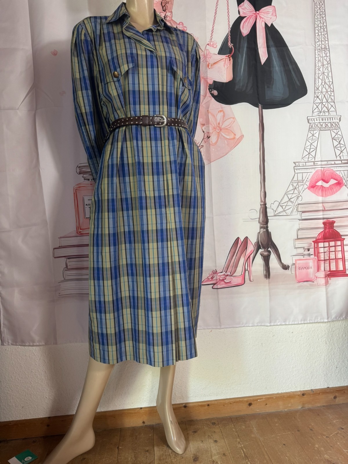 Vintage Dress 60s Bleyle Shirt Dress Plaid Mod Oversized 40 42 44