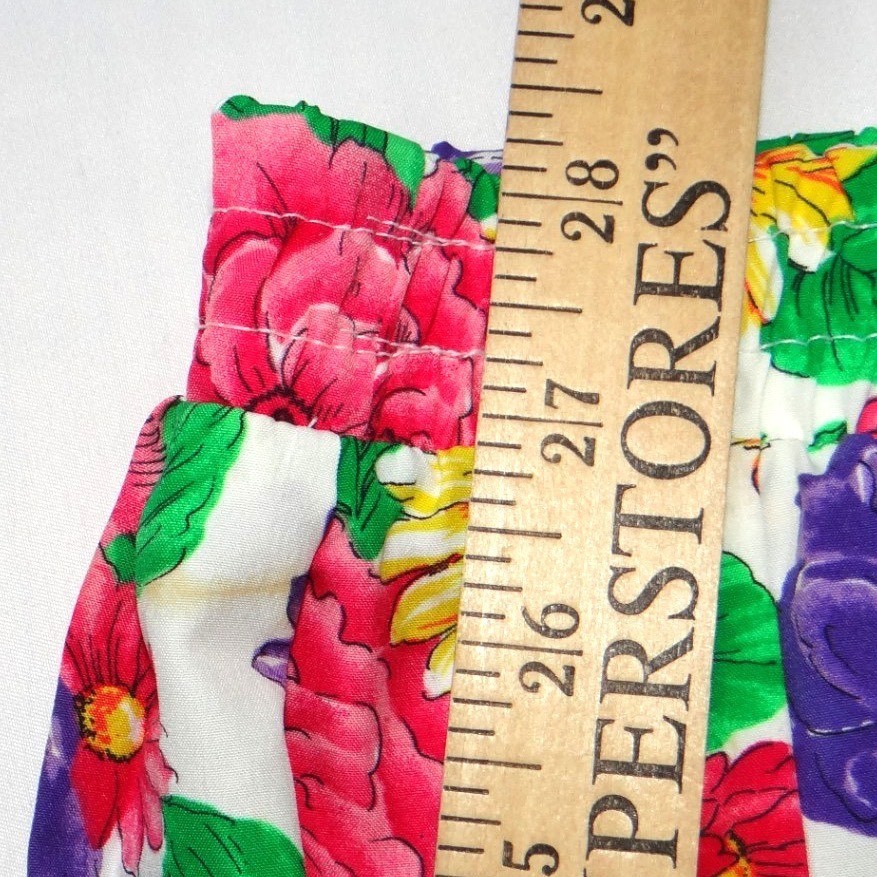 Vintage Pyke Limited 90s Floral Midi Skirt White Pink Purple Yellow Size 16