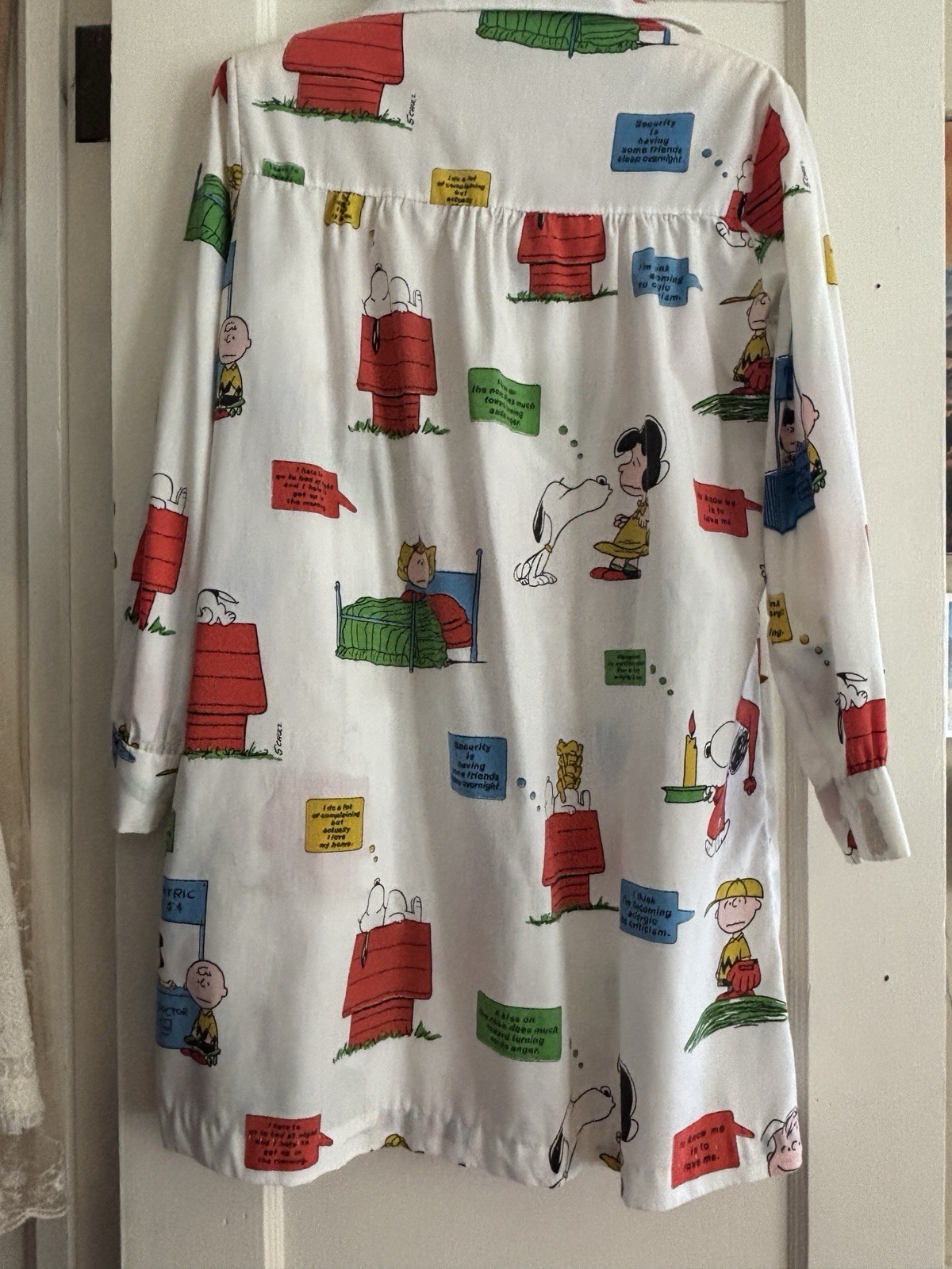 Vintage Peanuts Button-Up Babydoll Smock Dress