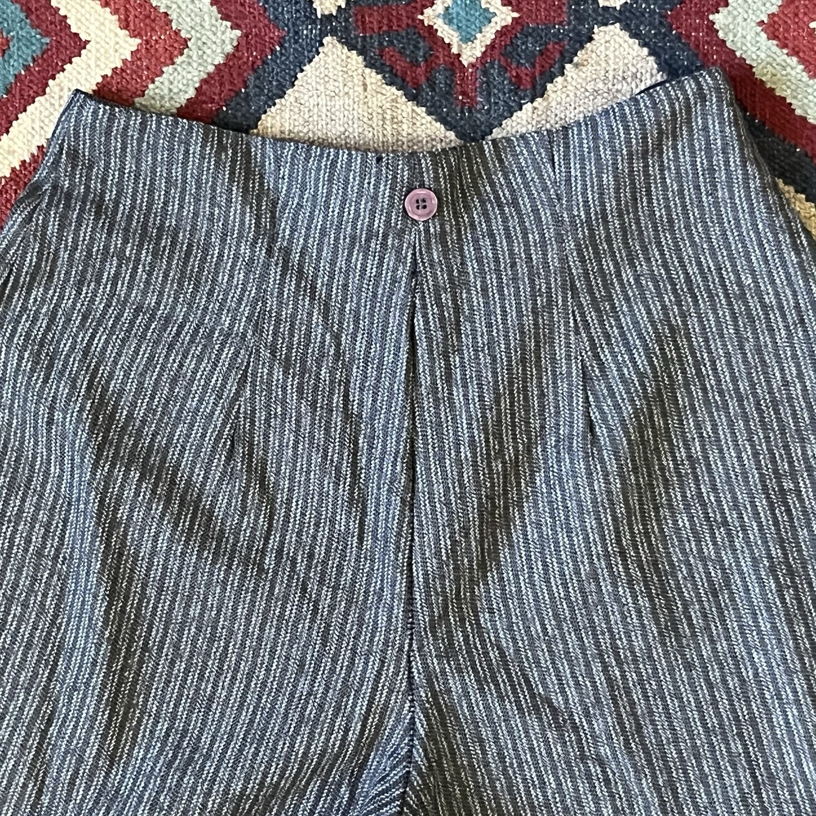 Vintage 80s Wrapper Pants Women’s 7/8 Gray Striped USA Made Trousers