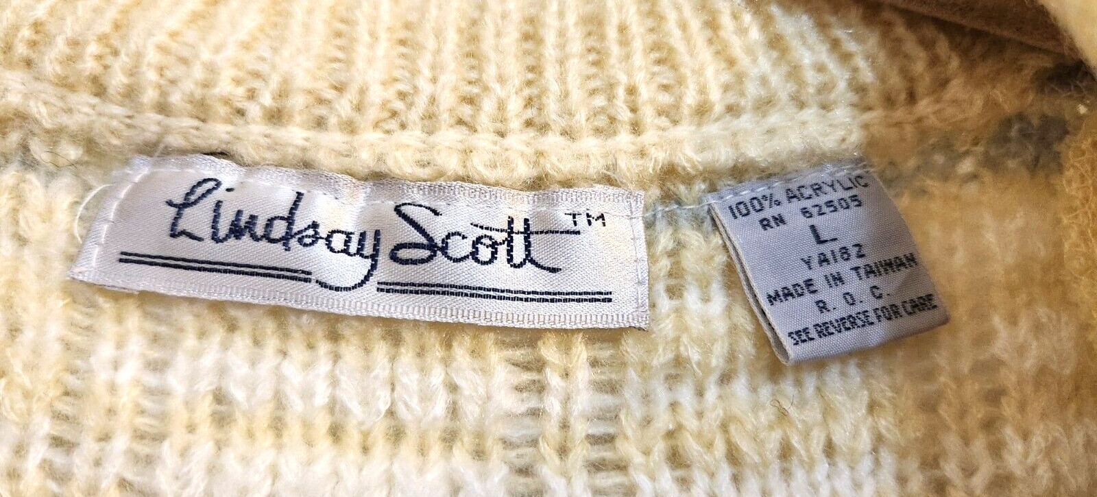 Lindsay Scott Women’s Large Chunky Knit Oversized Cardigan Sweater Vintage 80s