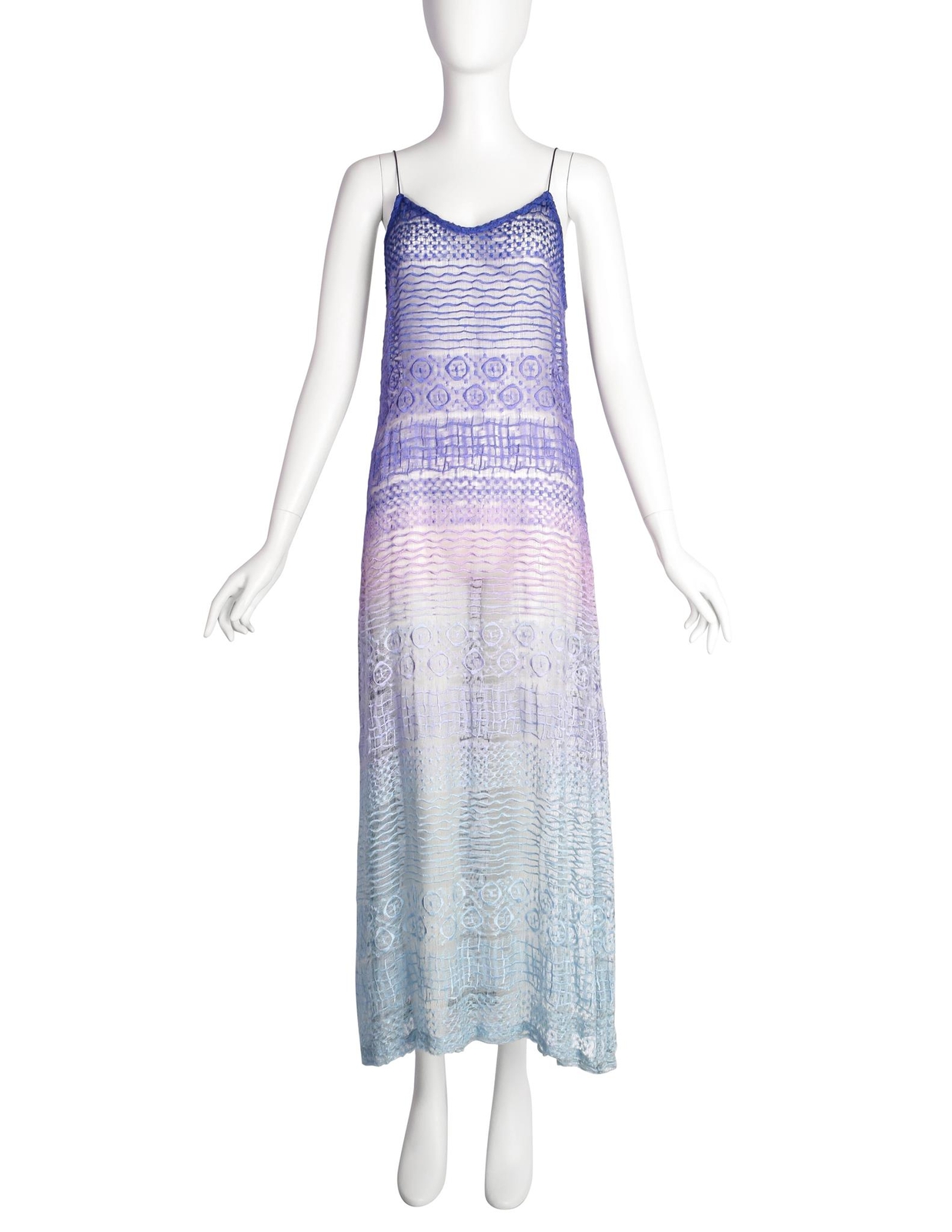 Berit Steffin Vintage 1990s Stunning Pastel Purple Blue Ombre Embroidered Net Ma