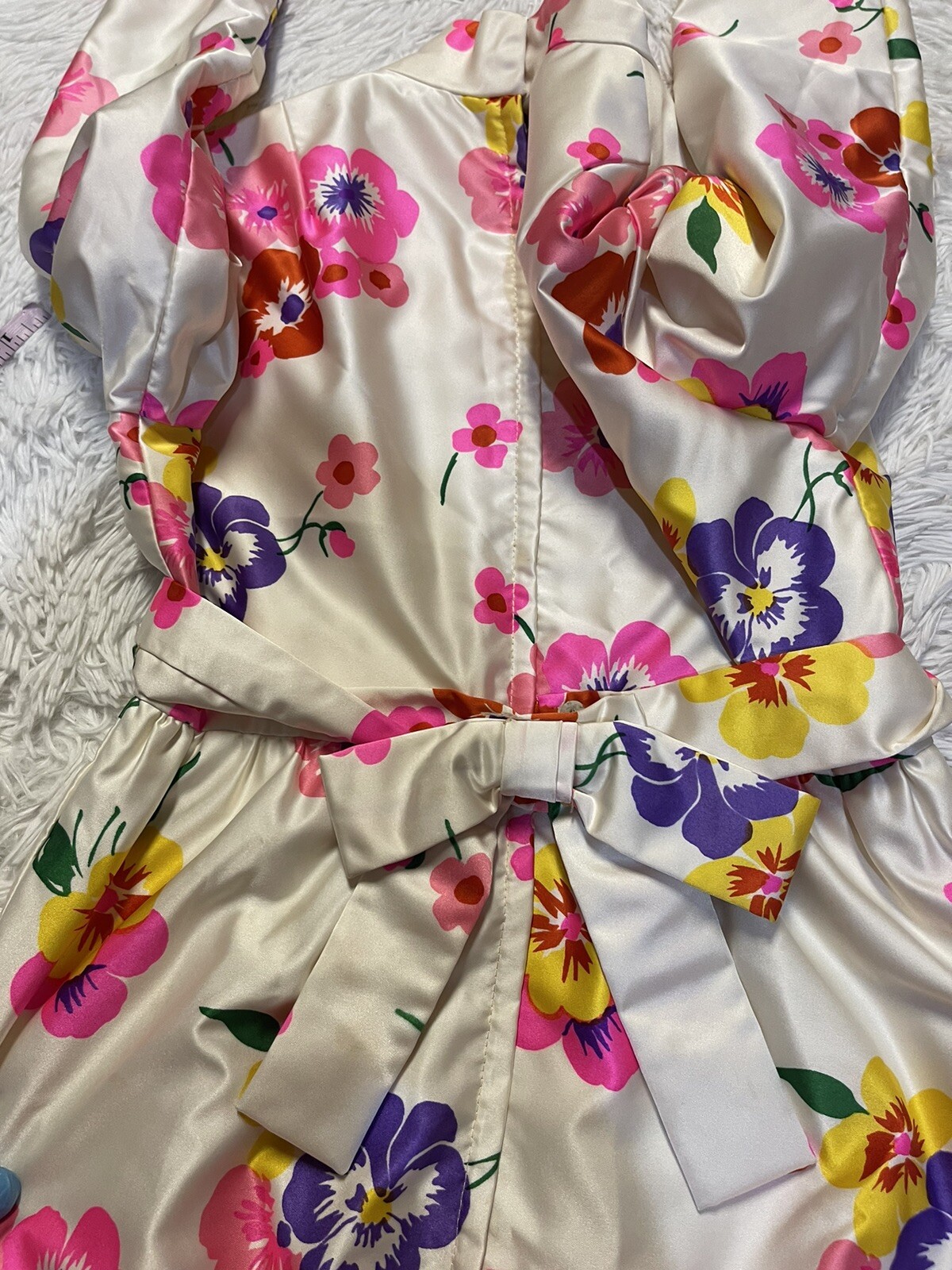 Vintage Joan Leslie for Kasper satin high neck floral maxi dress