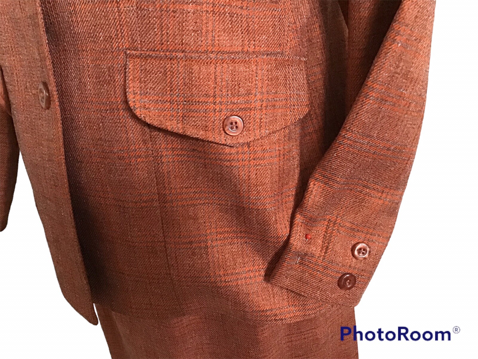 Stanley Blacker Women’s 2-Piece Suit Polyester Rust Orange Vintage Size 8