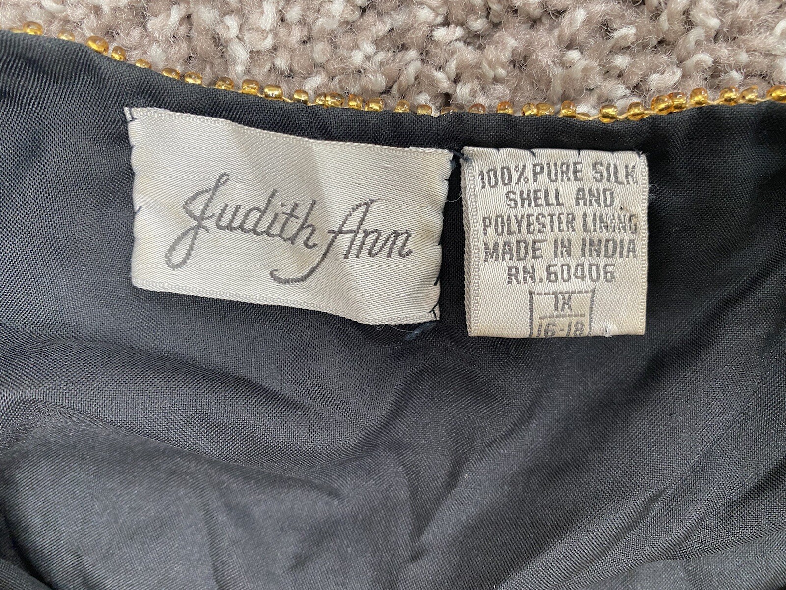 judith ann Black Gold Red Beading Vintage Jacket Blazer 1X 16-18