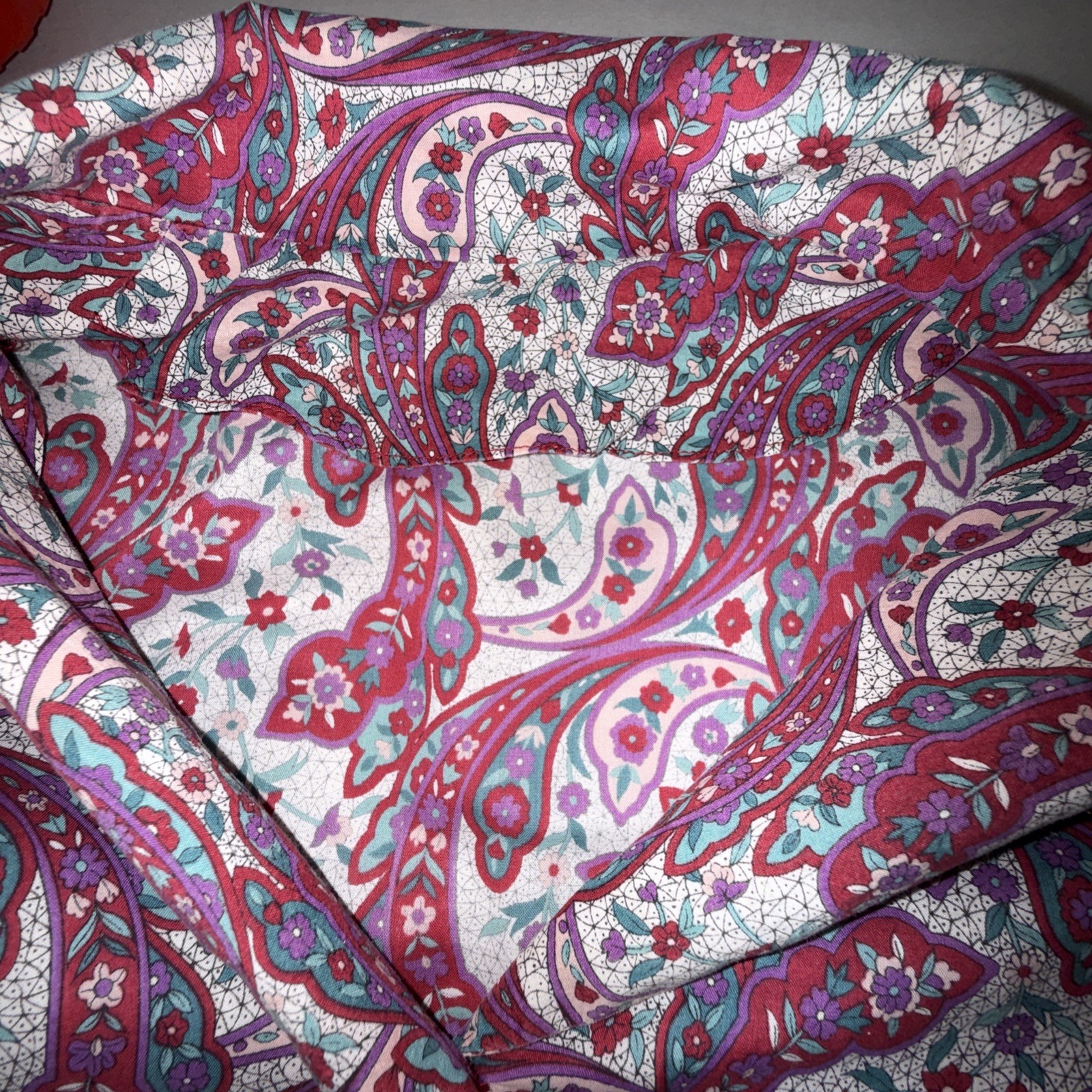 1950’s Handmade Cotton Shirt Dress Fit & Flare Paisley Pockets Medium Belted