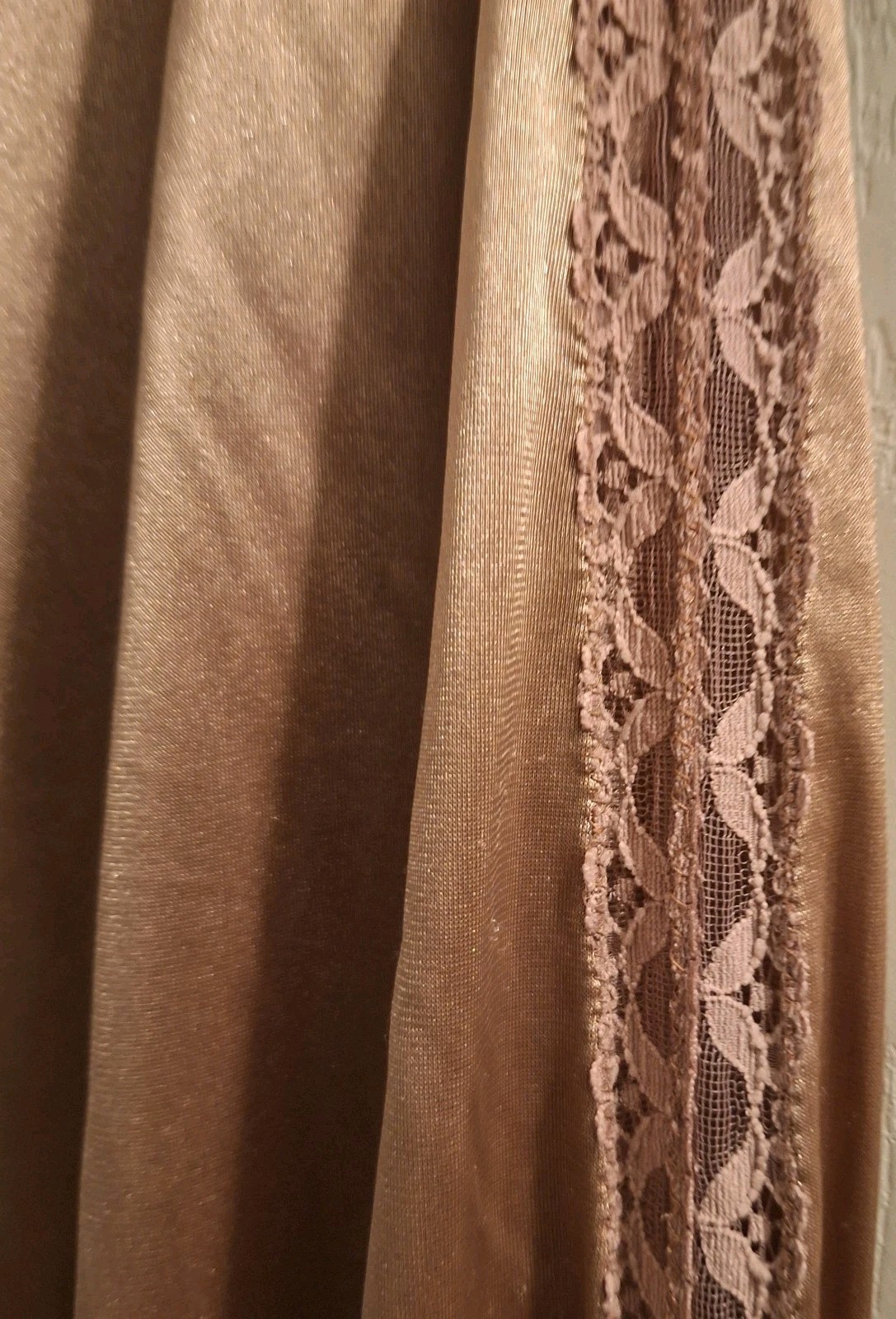 Vtg USA Union Maidenform Dreamwear Rose Maxi Slip-Dress Plunge Neck Split Sides