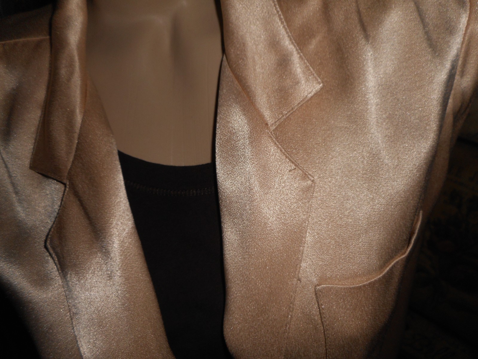 8 10 VinTage Satin Blazer Open Front Fly-a-way No Button Gold 1980’s Executive